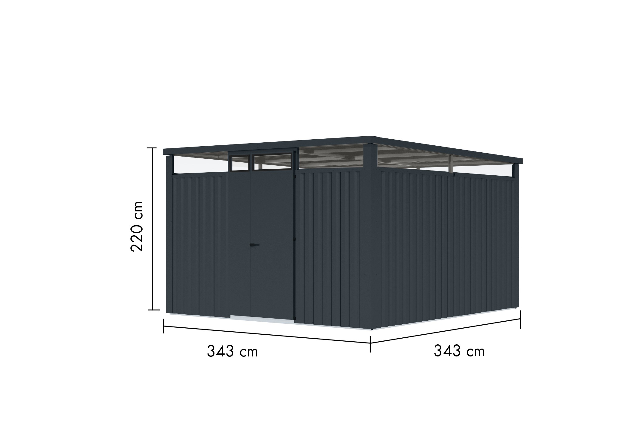 Karibu Gartenhaus »"Østen 3,5"«, pulverbeschichtetes Trapezblech, Rahmen aus verzinktem Vierkantrohr