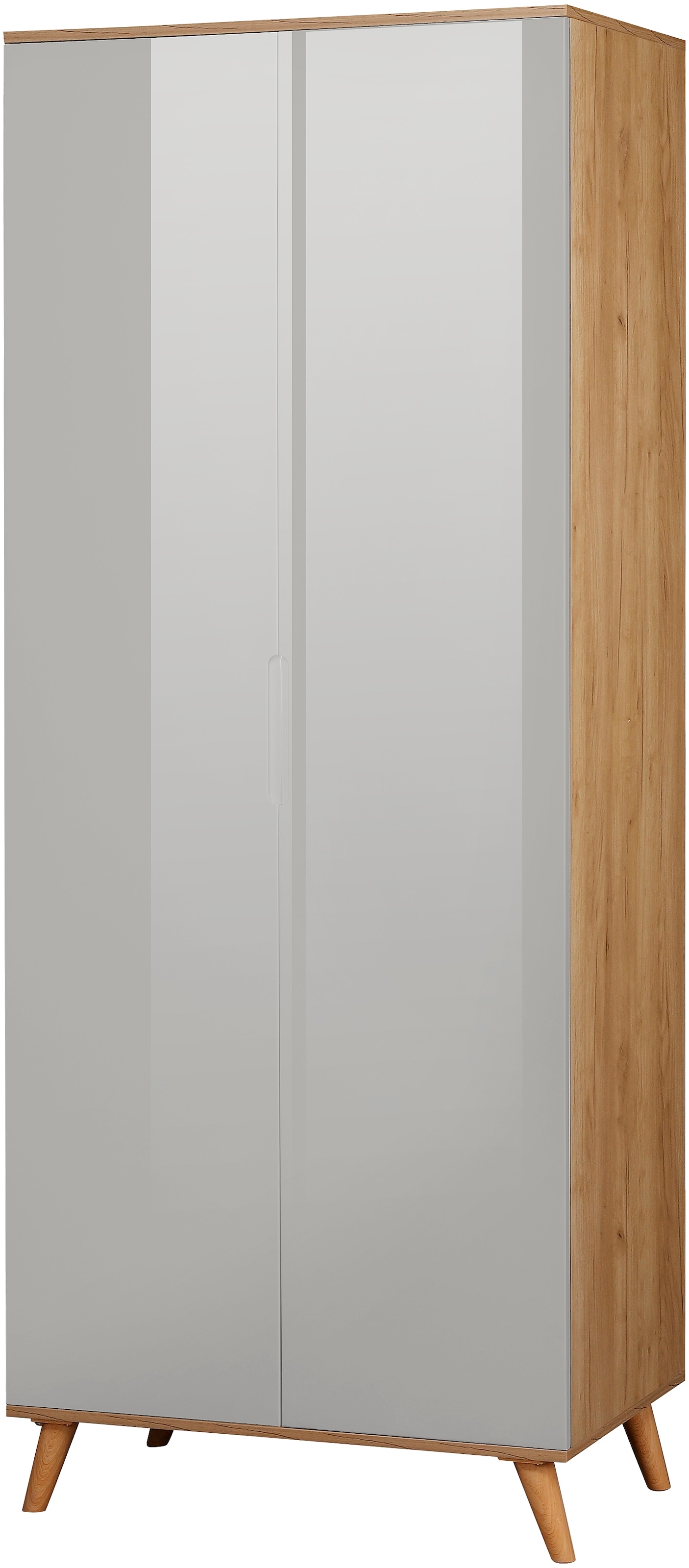 andas Kleiderschrank »Lund Schlafzimmerschrank Bestseller im skandinavischem Design«, Garderobenschrank mit Premium Innenausstattung, Breite 80 cm hochglanz