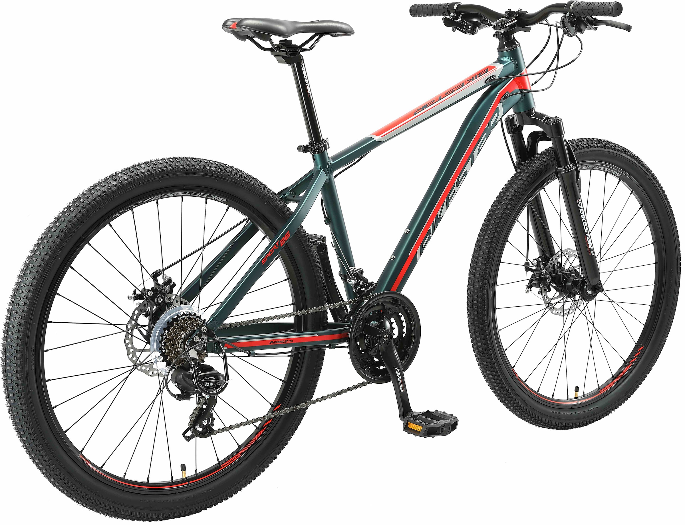 Bikestar Mountainbike, 21 Gang, Shimano, RD-TY300 Schaltwerk, Kettenschaltung, für Damen und Herren, Kettenschaltung