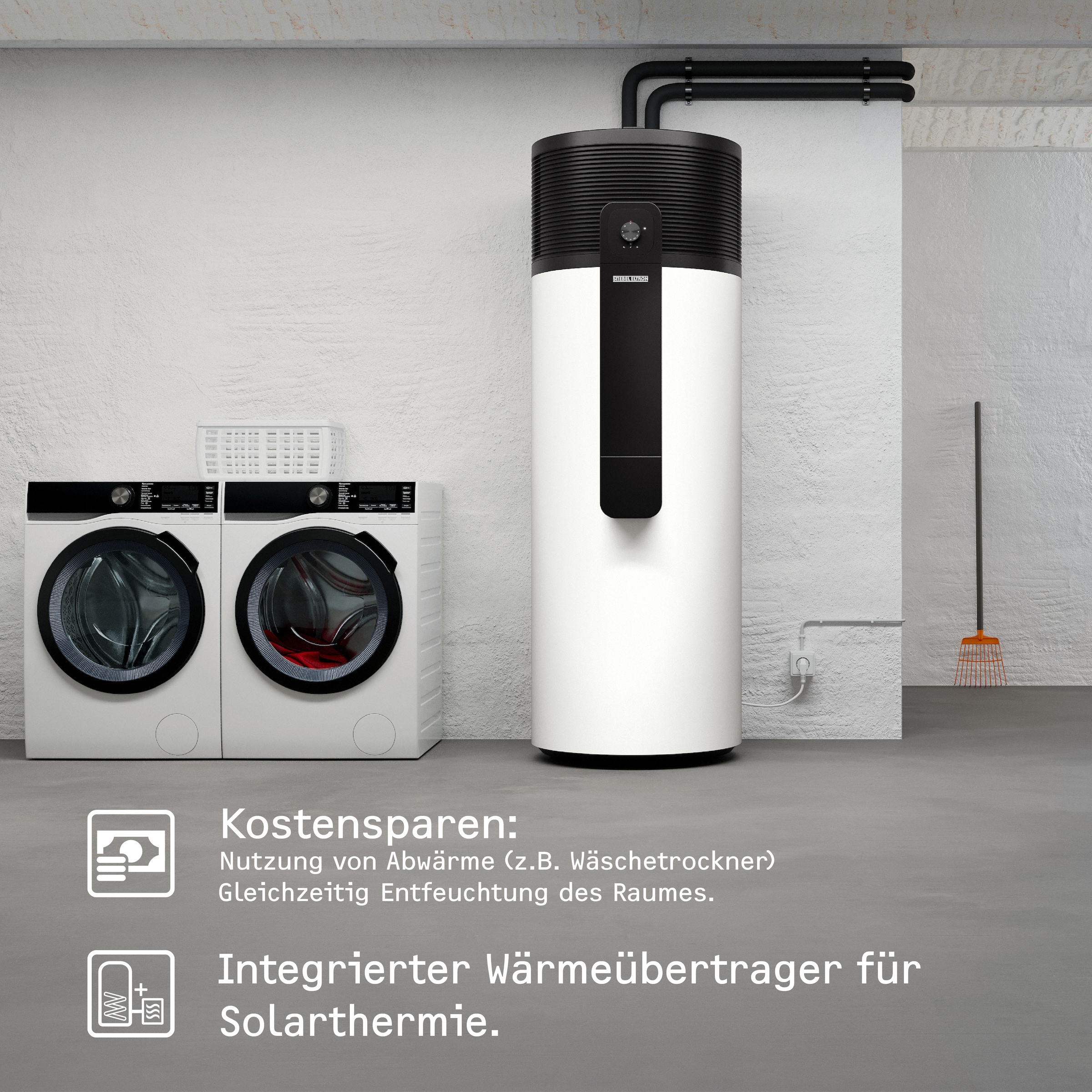 STIEBEL ELTRON Warmwasser-Wärmepumpe »WWK-I 300 W Plus«, App-Bedienung, 300 l, Anschluss externer Wärmerzeuger