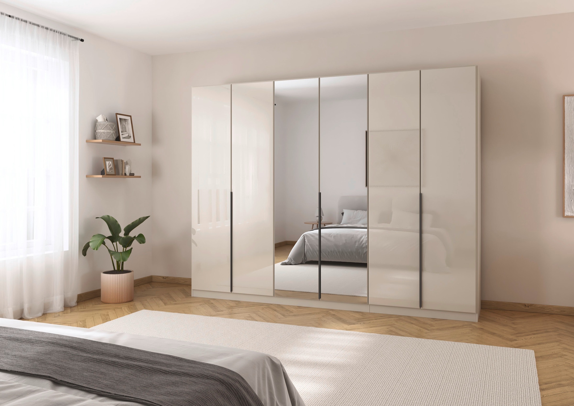 rauch Drehtürenschrank »Kleiderschrank Kleiderschränke Schrank Garderobe AGORDO mit Glasfront«, (in zwei Griff-Farben), durchdachte Innenausstattung, in 6 Breiten und 2 Höhen MADE IN GERMANY