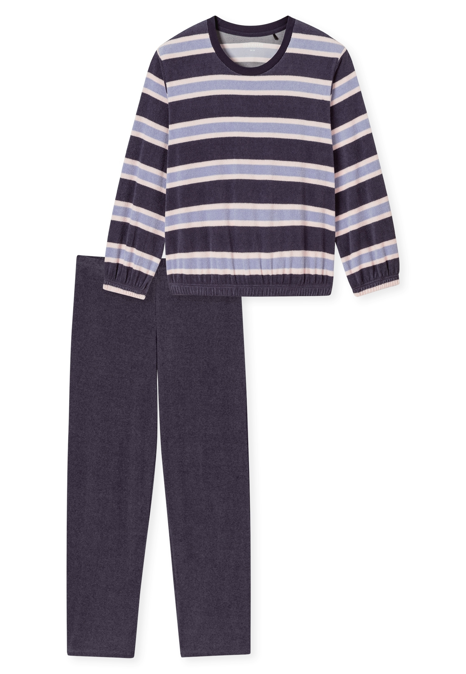 Schiesser Schlafanzug »Casual Essentials« Rundhalsausschnitt, wärmende Frottee-Qualität, langärmelig