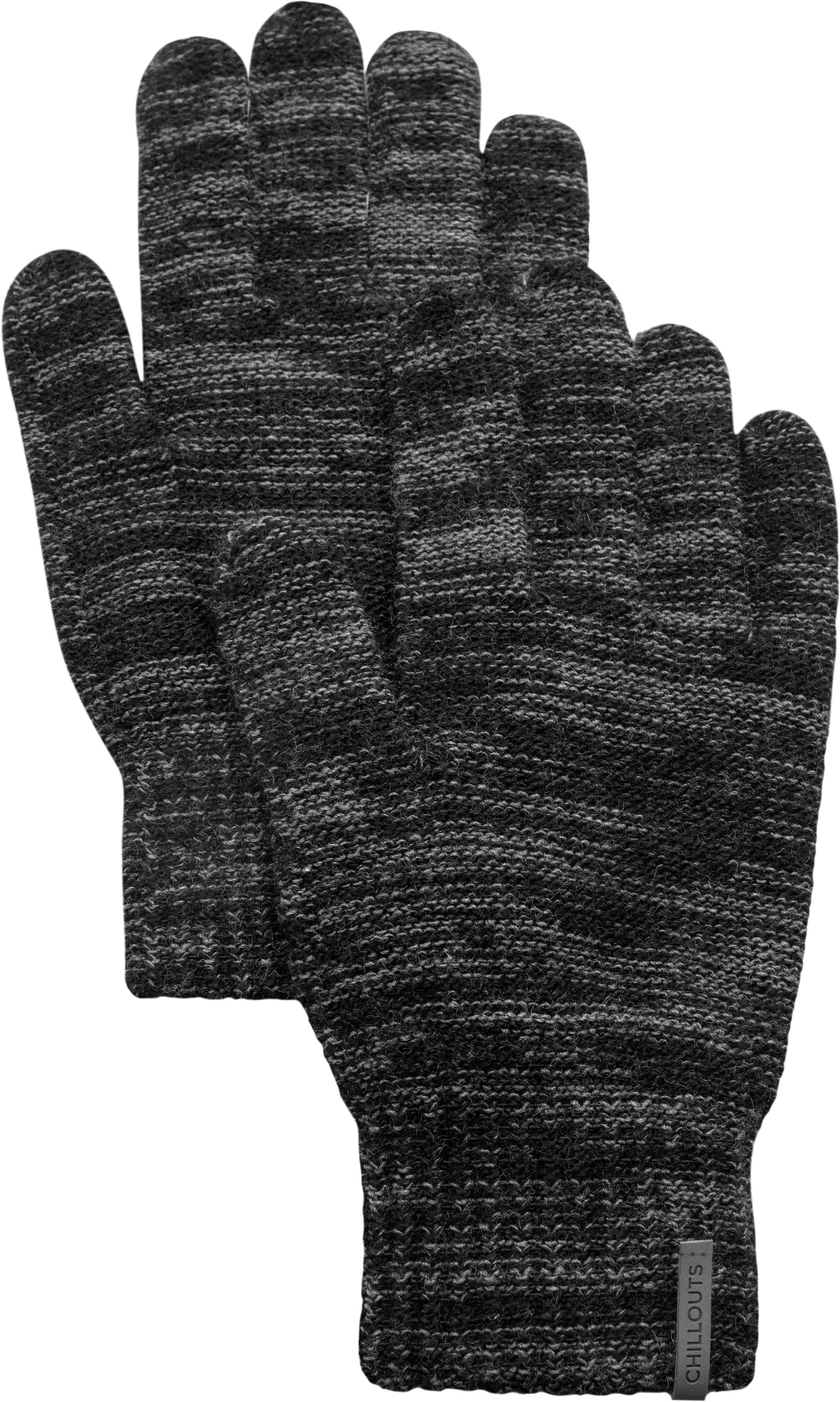 CHILLOUTS Strickhandschuhe dunkle, warme Strickhandschuhe mit elastischem Bündchen schwarz meliert
