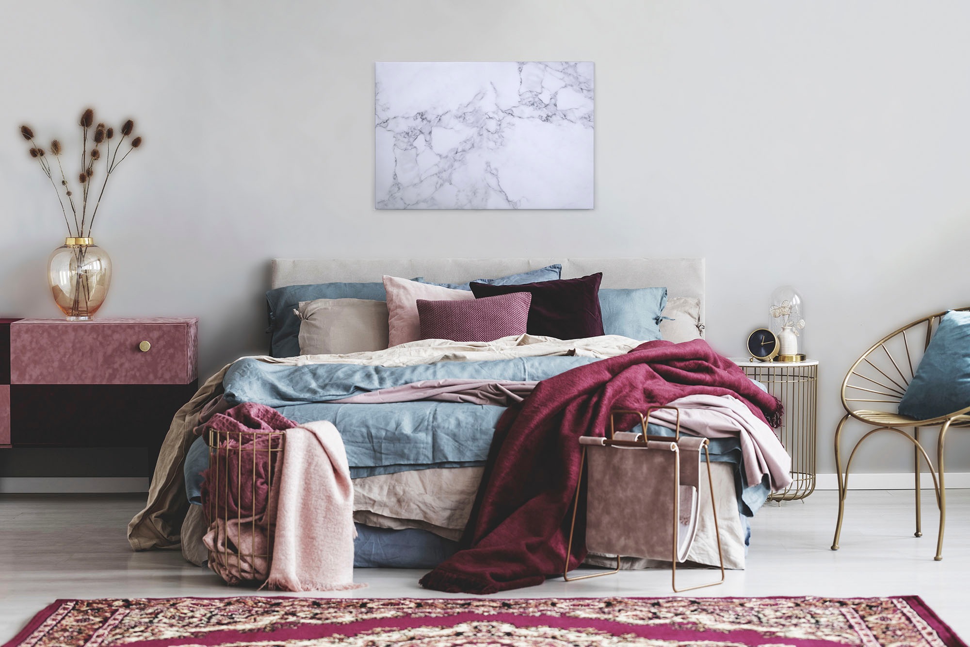 A.S. Création Leinwandbild »White Marble«, Kunst-Marmor-Kinder, (1 St.), Marmoroptik Marmor Keilrahmen Leinwand-Bild Wohnzimmer modern Wandbild