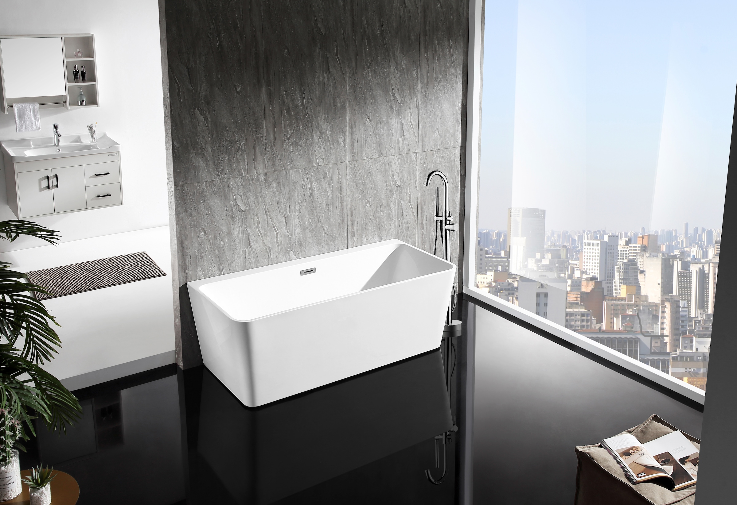 welltime Badewanne »Granada«, freistehend, aus hochwertigem Sanitäracryl, mit Pop Up Ventil