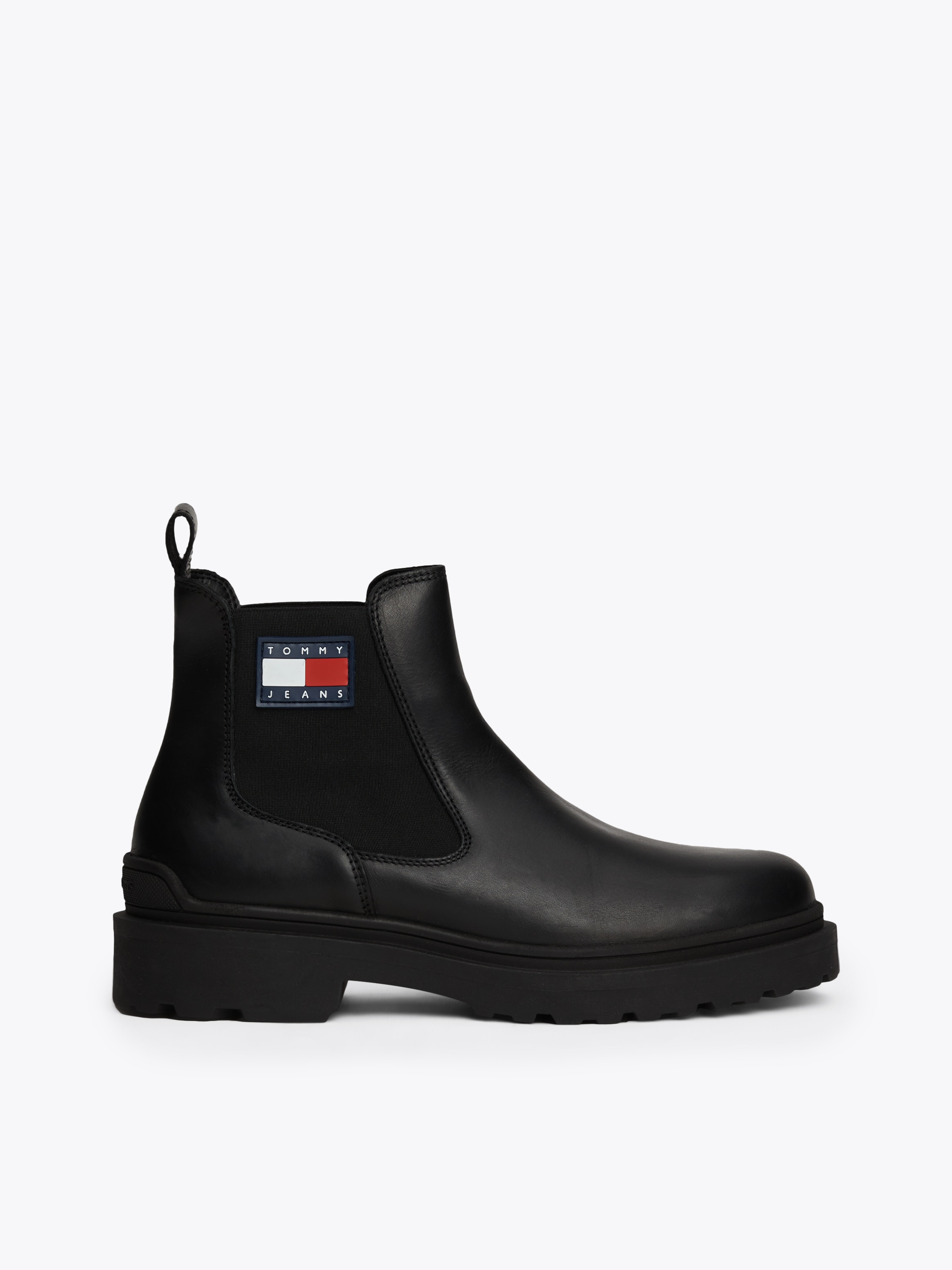 Tommy Jeans Chelseaboots »TJM LEATHER CHELSEA BOOT«, Blockabsatz, Businessmode, Schlupfboots, Stiefelette, Weite G