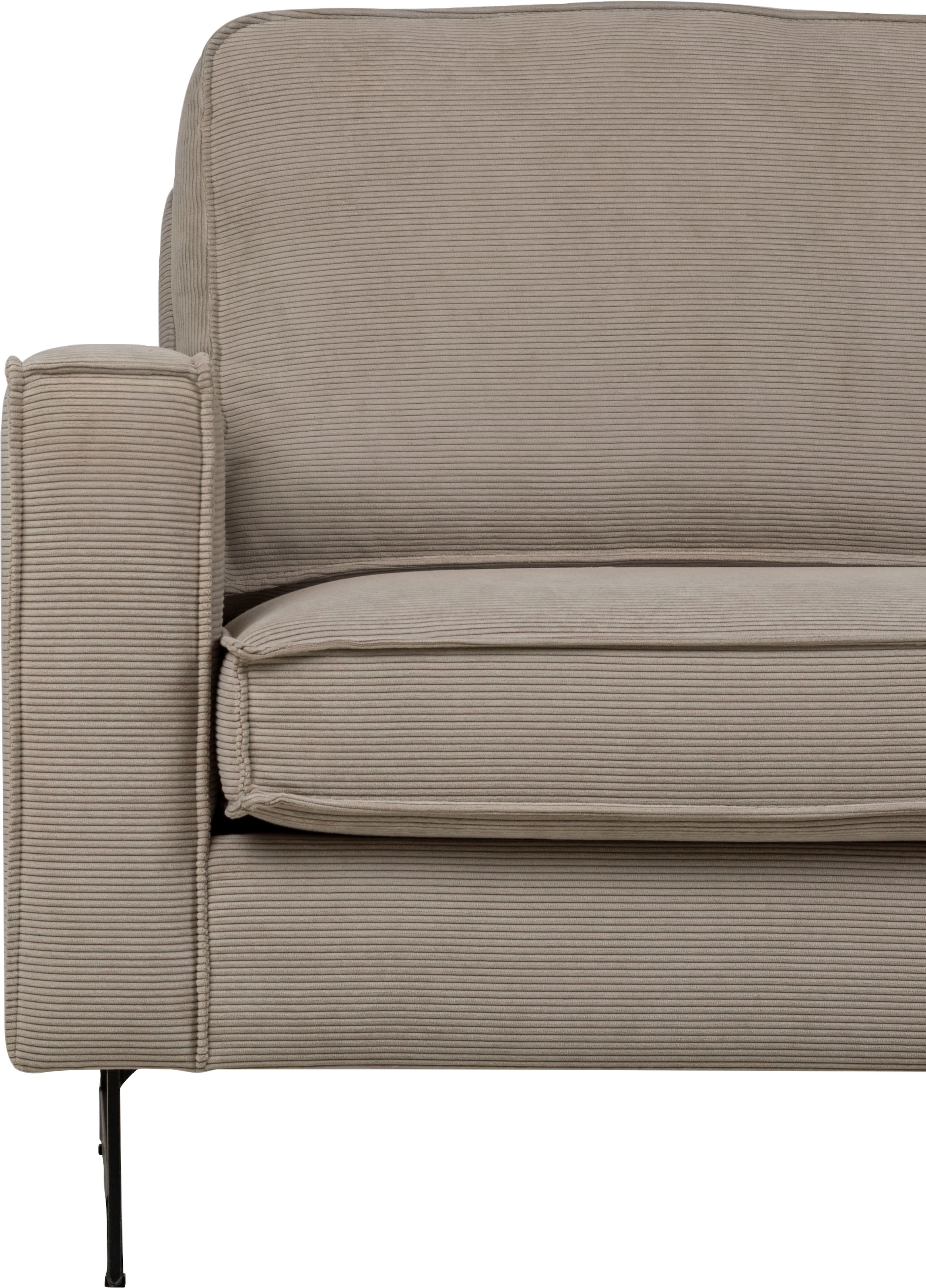 Places of Style Ecksofa »Pinto, 290 cm, Cord, Chenille, Lederoptik, Ottomane links / rechts«, mit Keder, schwarze Metallfüße, Wellenunterfederung