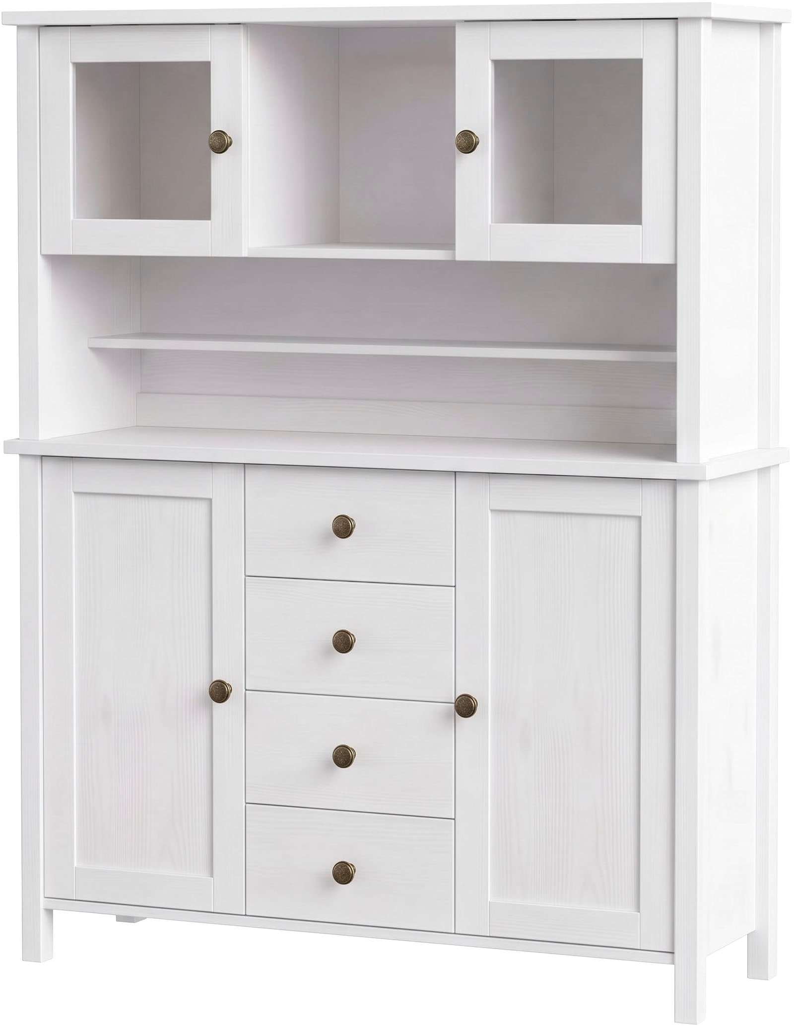 OTTO home Buffet »Mikkeli Küchenbuffet mit 2 Glastüren, Metallgriffe« aus massiver FSC®-zertifizierter Kiefer, moderner Landhausstil