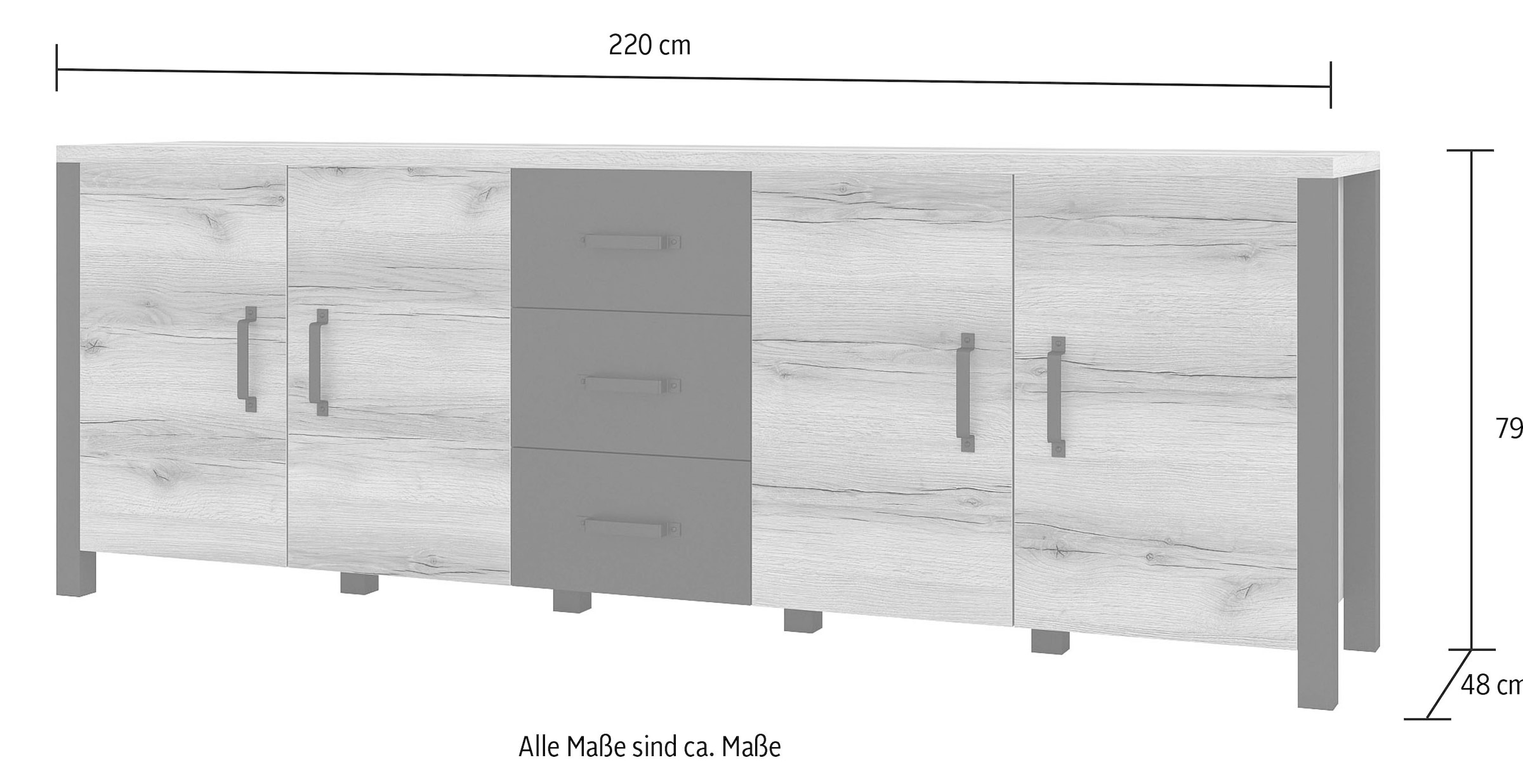 Home affaire Sideboard »Olin«, Breite 220cm
