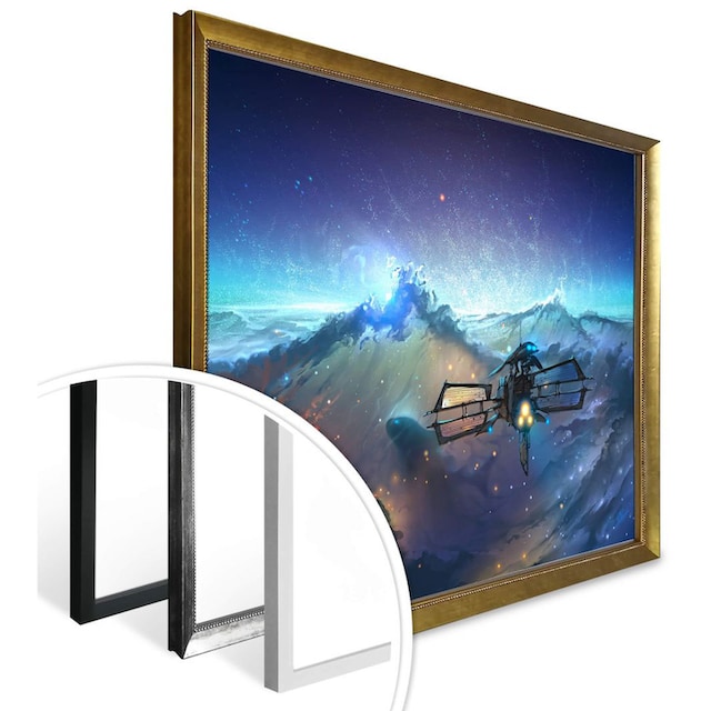 Wall-Art Poster »Surrealismus Bild Weltraum See«, Landschaft, (1 St.),  Poster, Wandbild, Bild, Wandposter auf Rechnung kaufen