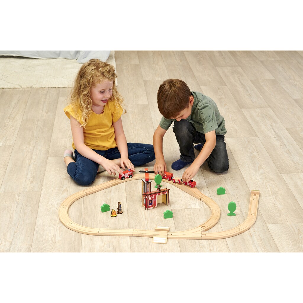 Eichhorn Spielzeug-Eisenbahn »Holzspielzeug, Feuerwehr«, (Set, 33 tlg.)