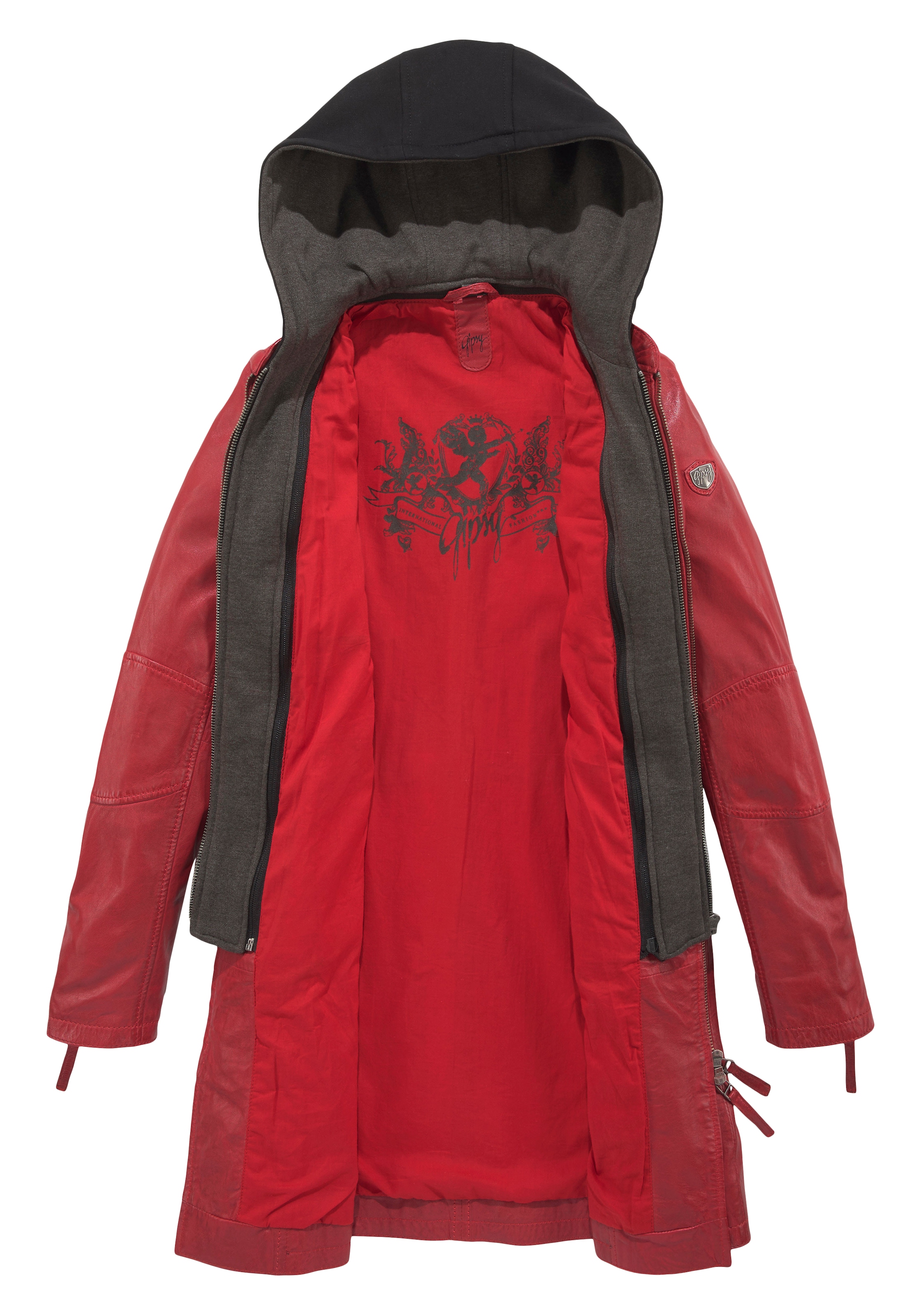 Mauritius Ledermantel »Bente«, 2-in-1-Lederjacke mit abnehmbarem Kapuzen-Inlay aus Jerseyqualität