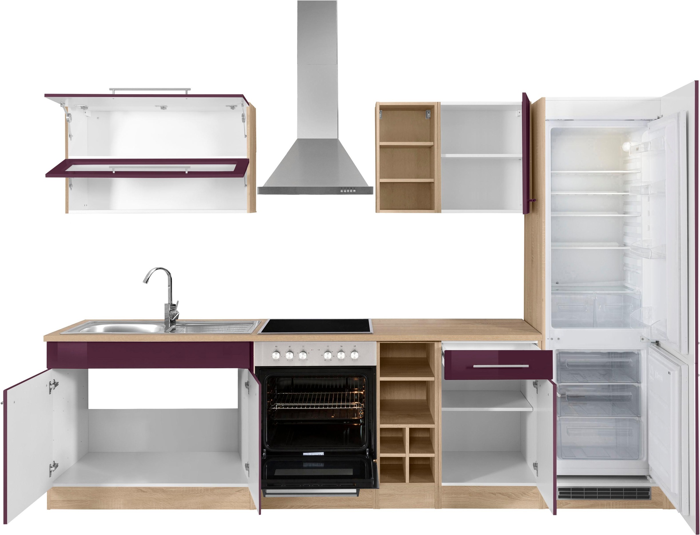 KOCHSTATION Küchenzeile »KS-Eton«, mit E-Geräten, Breite 300 cm