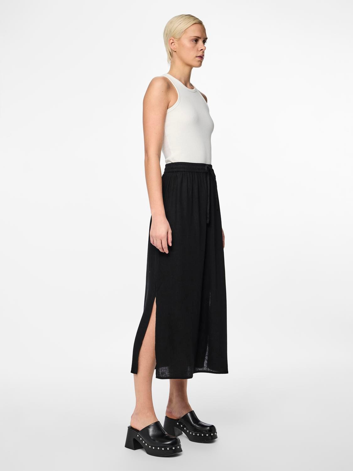 pieces Sommerrock »PCPIA MW ANKLE SKIRT WVN NOOS«, mit Leinen