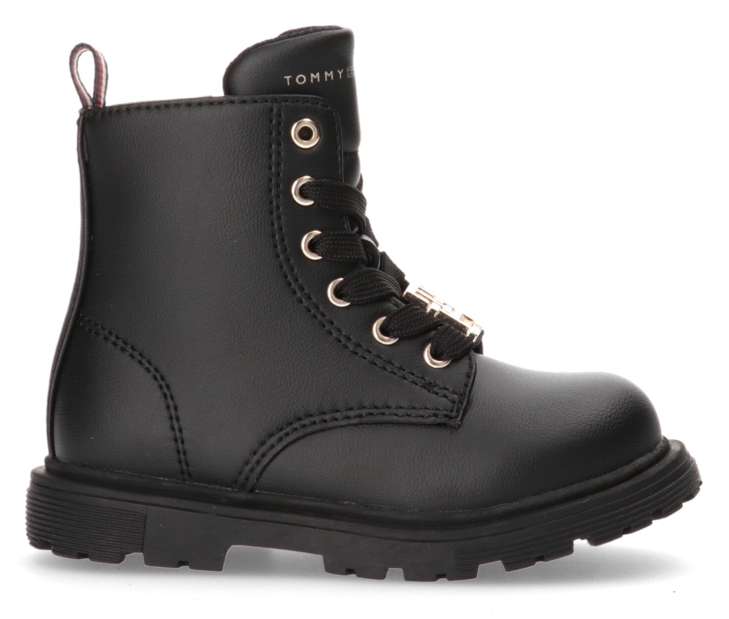 Tommy Hilfiger Schnürboots, Winterstiefel, Schnürstiefel, Boots mit goldfarbenem Logo-Emblem