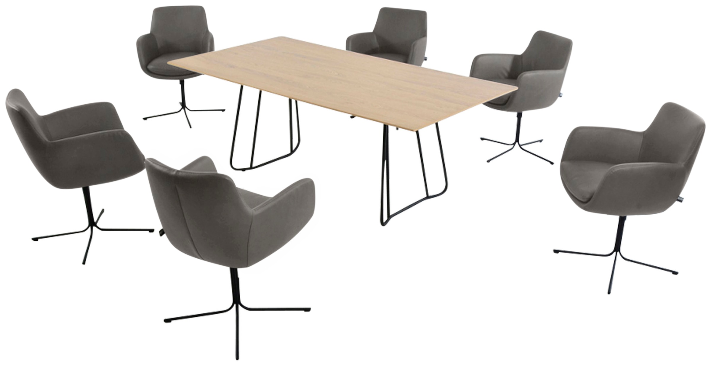 K+W Komfort & Wohnen Drehstuhl »Pego«, Leder CLOUD, filigranem 4-Fuß-Gestell in schwarz