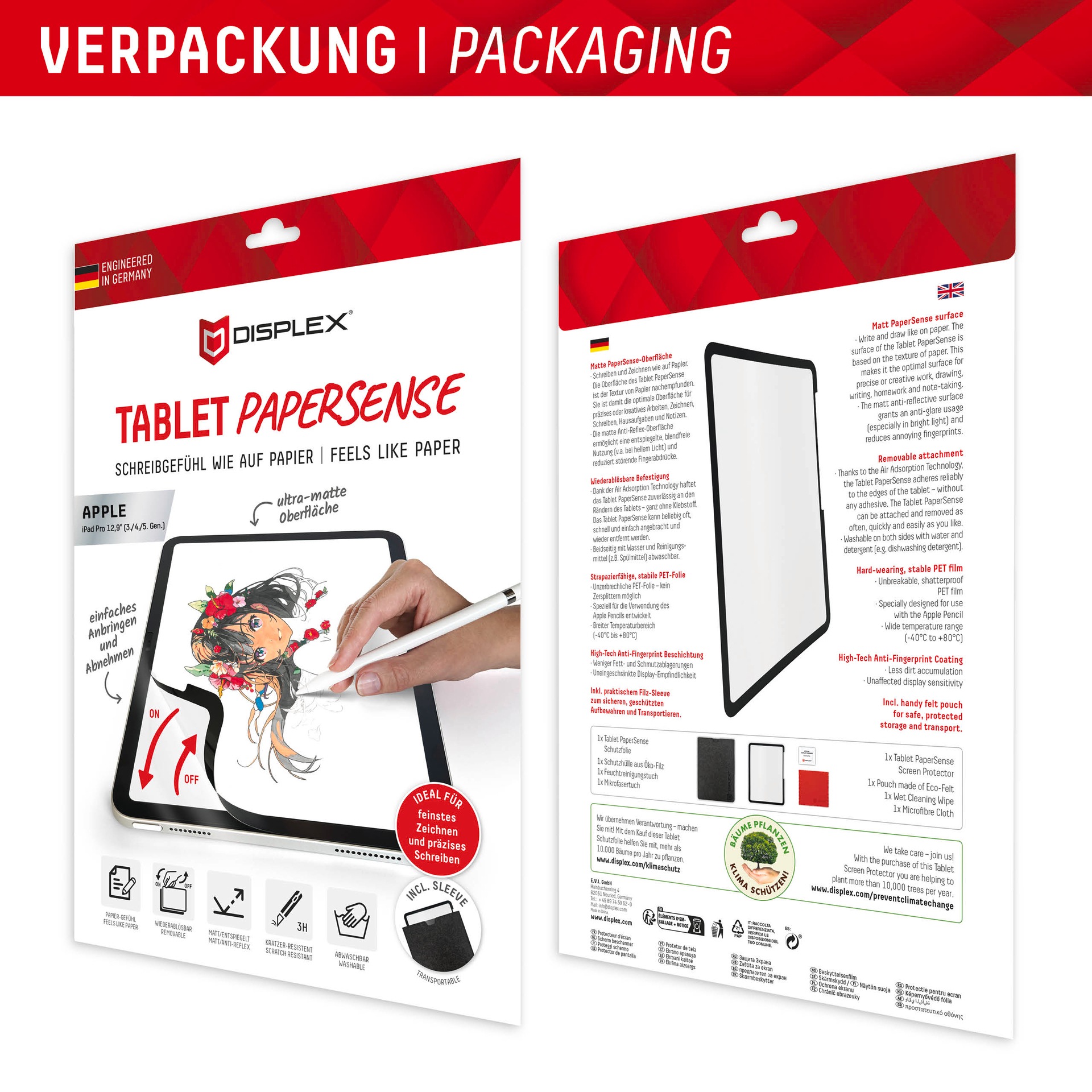 Displex Displayschutzfolie »Tablet PaperSense«, für Apple iPad Pro 12,9 (3./4./5./6. Gen.), Schreiben wie auf Papier