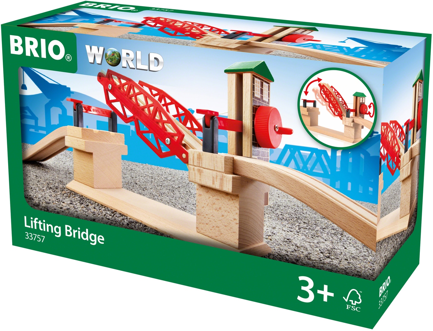 BRIO® Spielzeugeisenbahn-Brücke »BRIO® WORLD, Hebebrücke«, FSC®- schützt Wald - weltweit