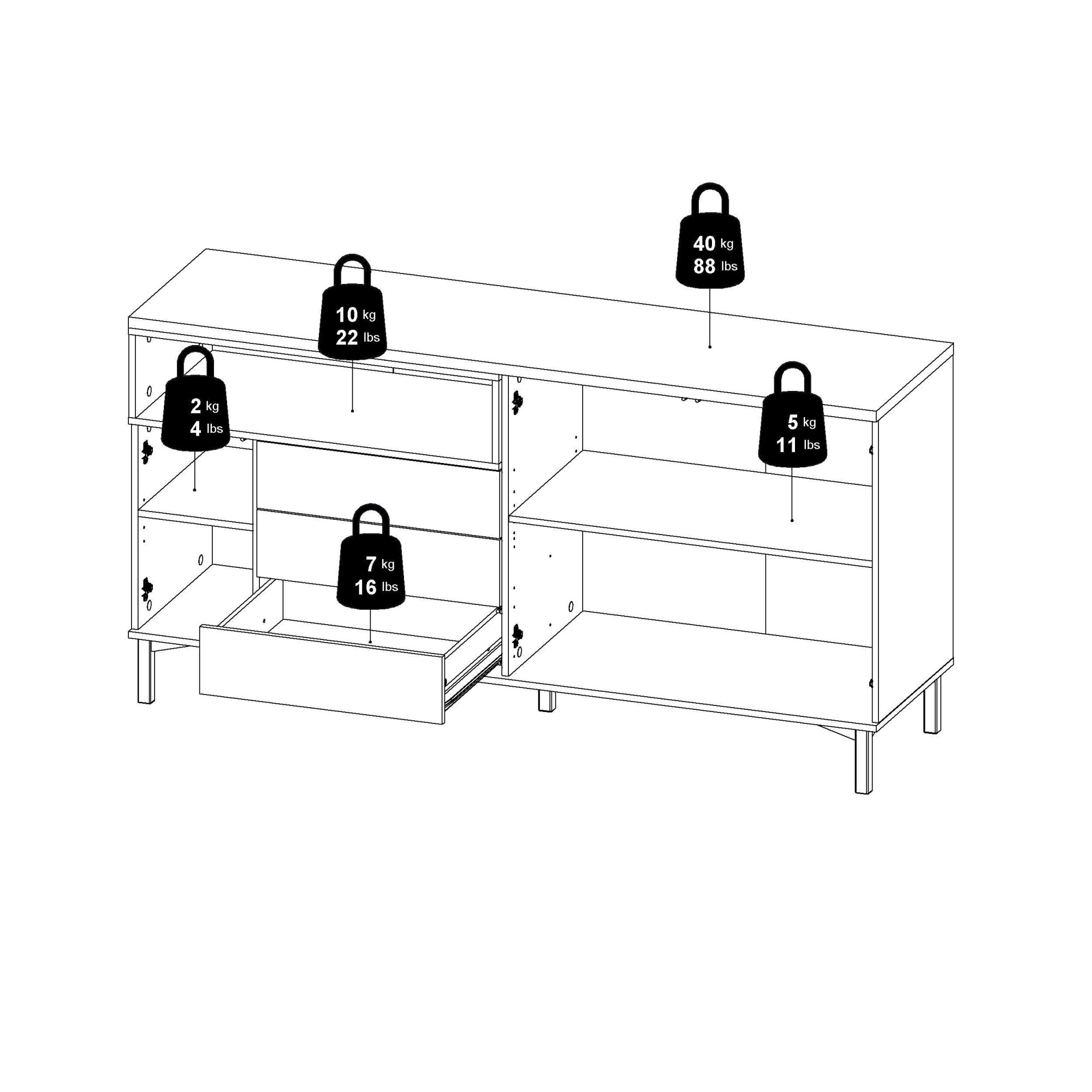 INOSIGN Sideboard »Roommers, Anrichte, Kommode, Stauraum«, Kommode, Breite 176 cm, Höhe 90 cm, 1 offenes Fach mit Rahmen-Optik