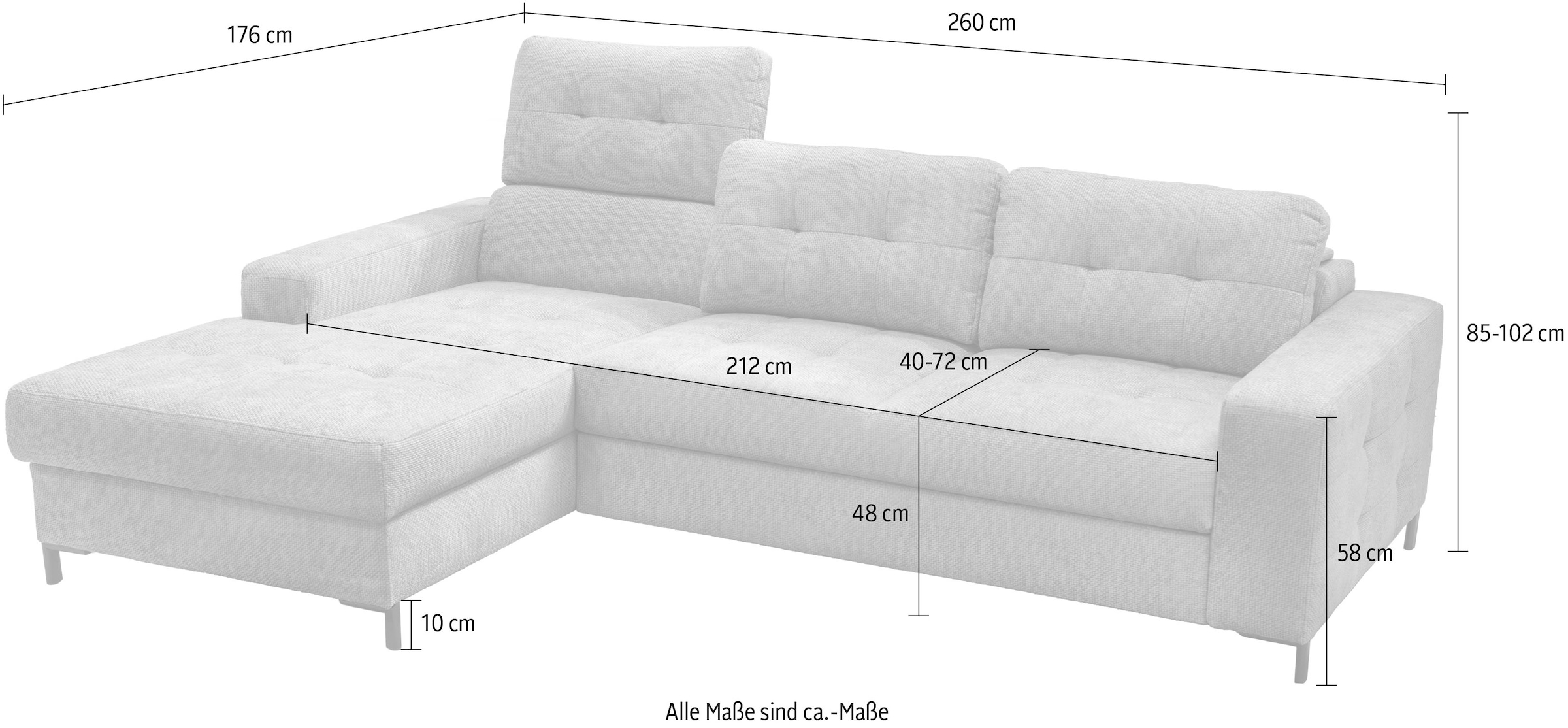 exxpo - sofa fashion Ecksofa »Bonito«, (2 St.), Sitztiefenverstellung,Höhenverstellung