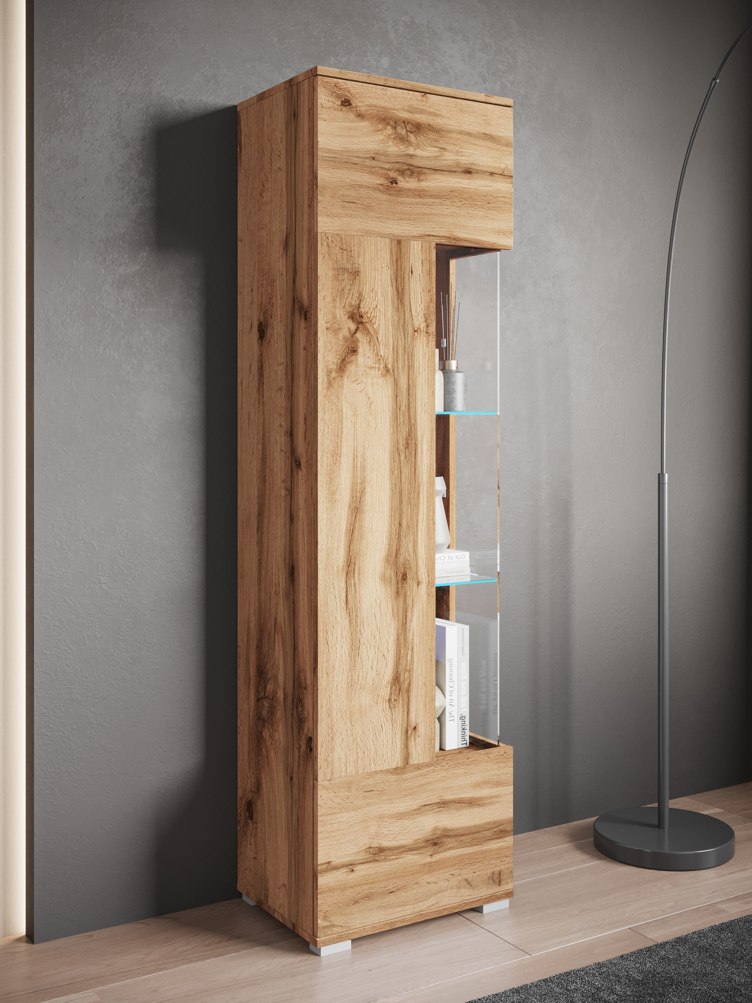 INOSIGN Vitrine »Kenia, stehend und hängend, Türanschlag wechselbar«, (1 St.), Vitrineschrank mit Glastüren 160 cm Höhe