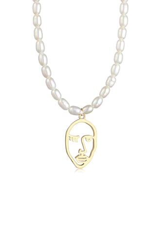 Perlenkette »Gesicht Anhänger Süßwasserzuchtperle 925 Silber«