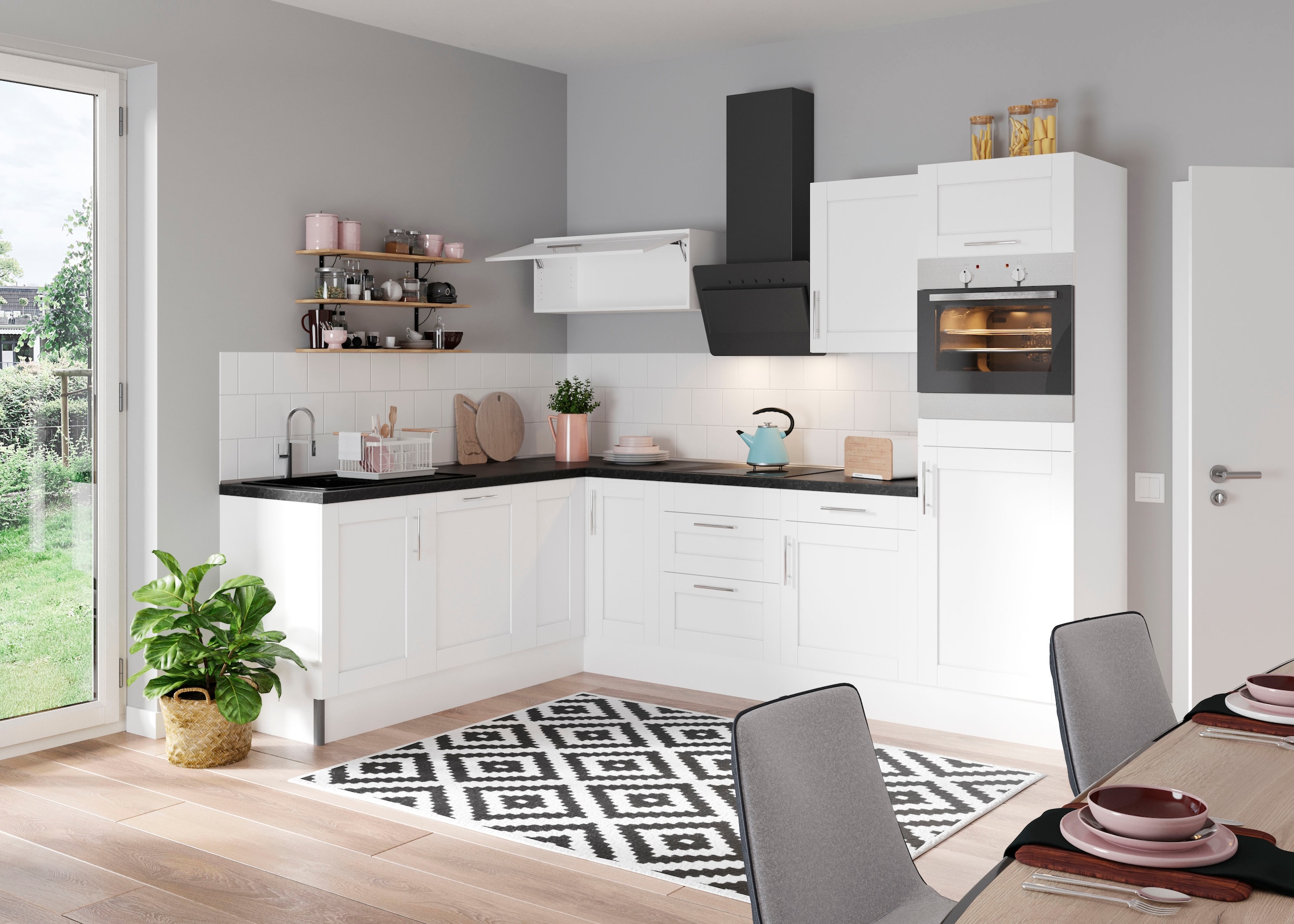 OPTIFIT Küche »Ahus«, 200 x 270 cm breit, wahlweise mit E-Geräten, Soft Close Funktion