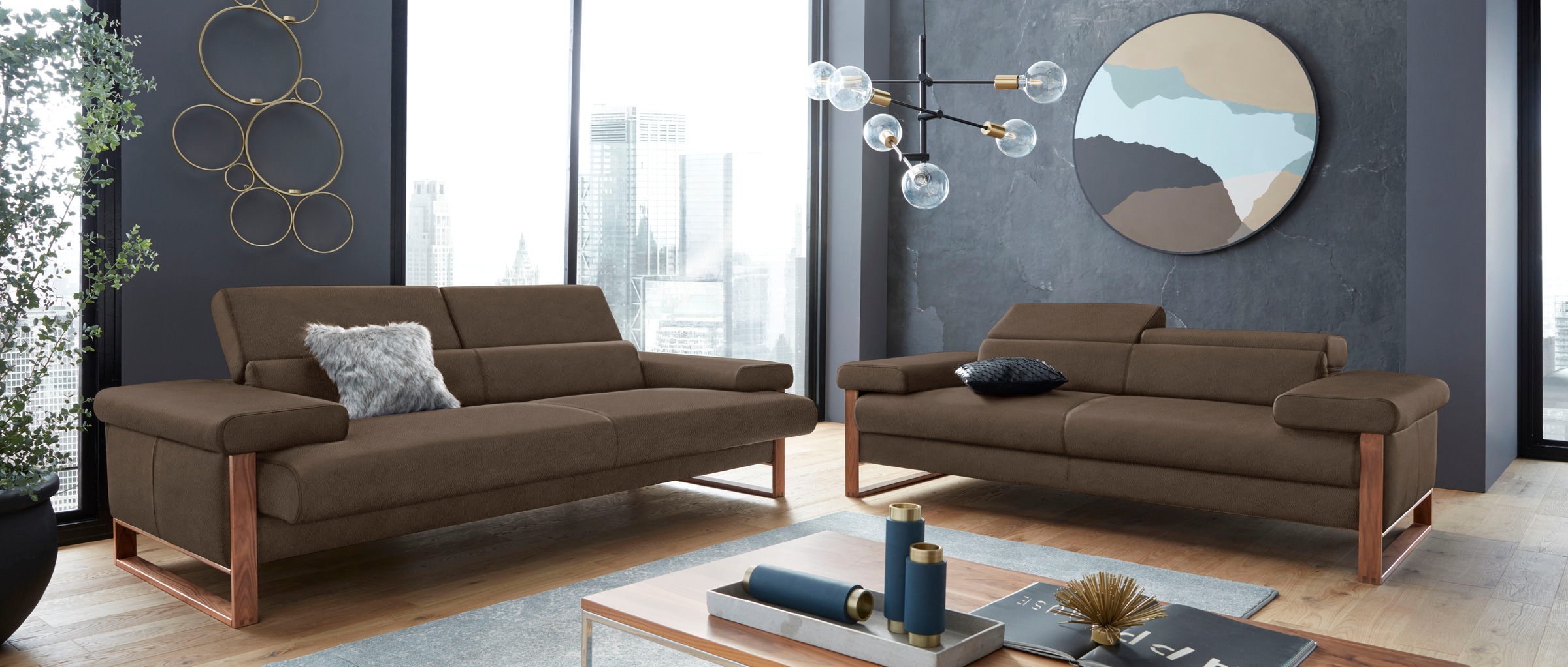 W.SCHILLIG 2-Sitzer »finn«, German Design Award 2016, Fußgestell Nussbaum natur, Breite 210 cm
