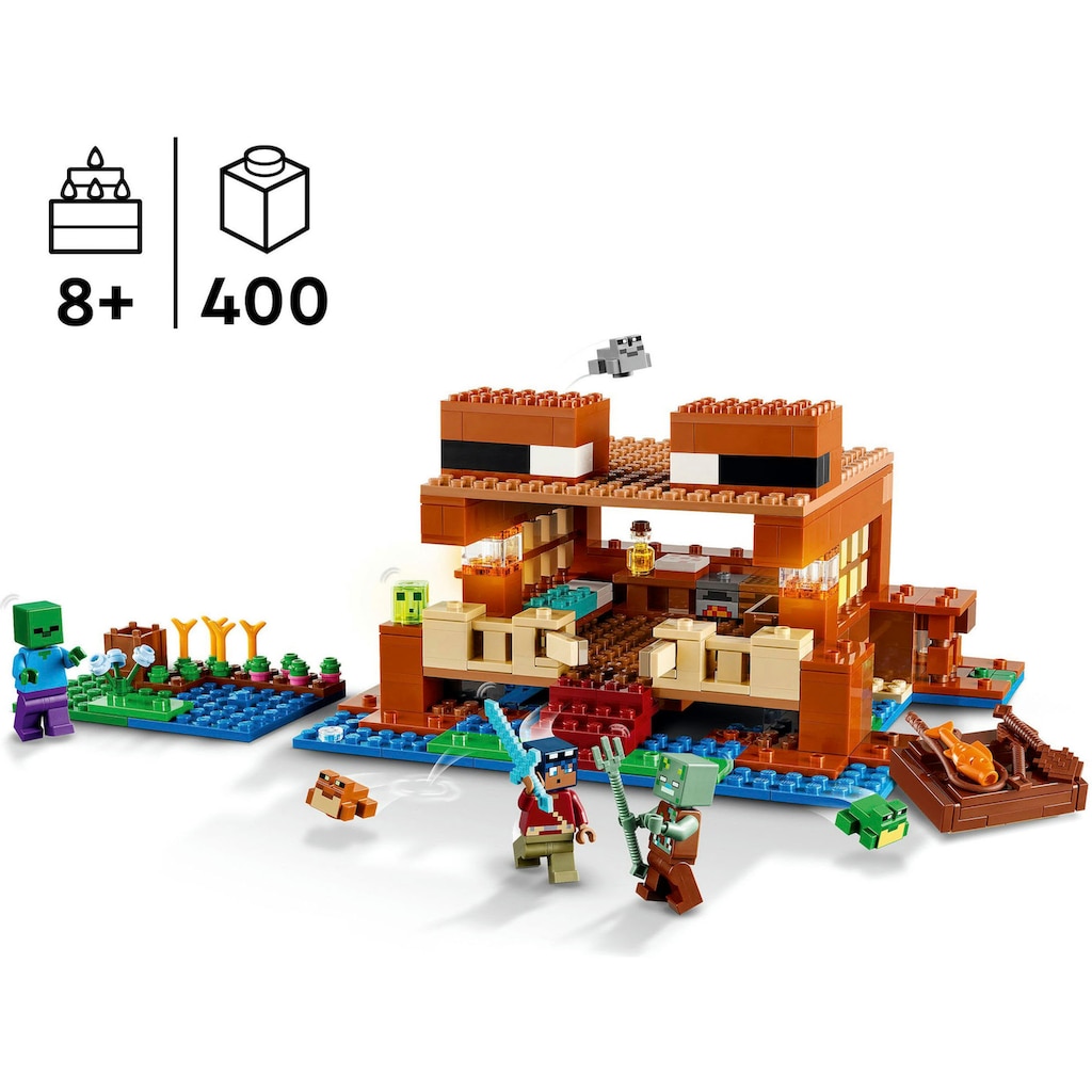 LEGO® Konstruktionsspielsteine »Das Froschhaus (21256), LEGO Minecraft«, (400 St.), Made in Europe