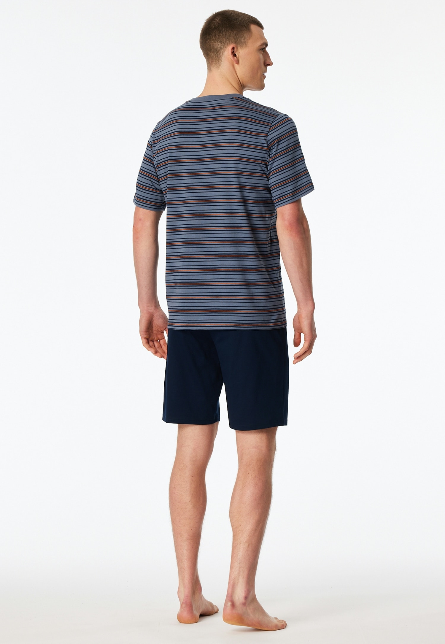 Schiesser Shorty »Casual Nightwear« 2 mit V-Ausschnitt und kurzem Arm, Oberteil gestreift