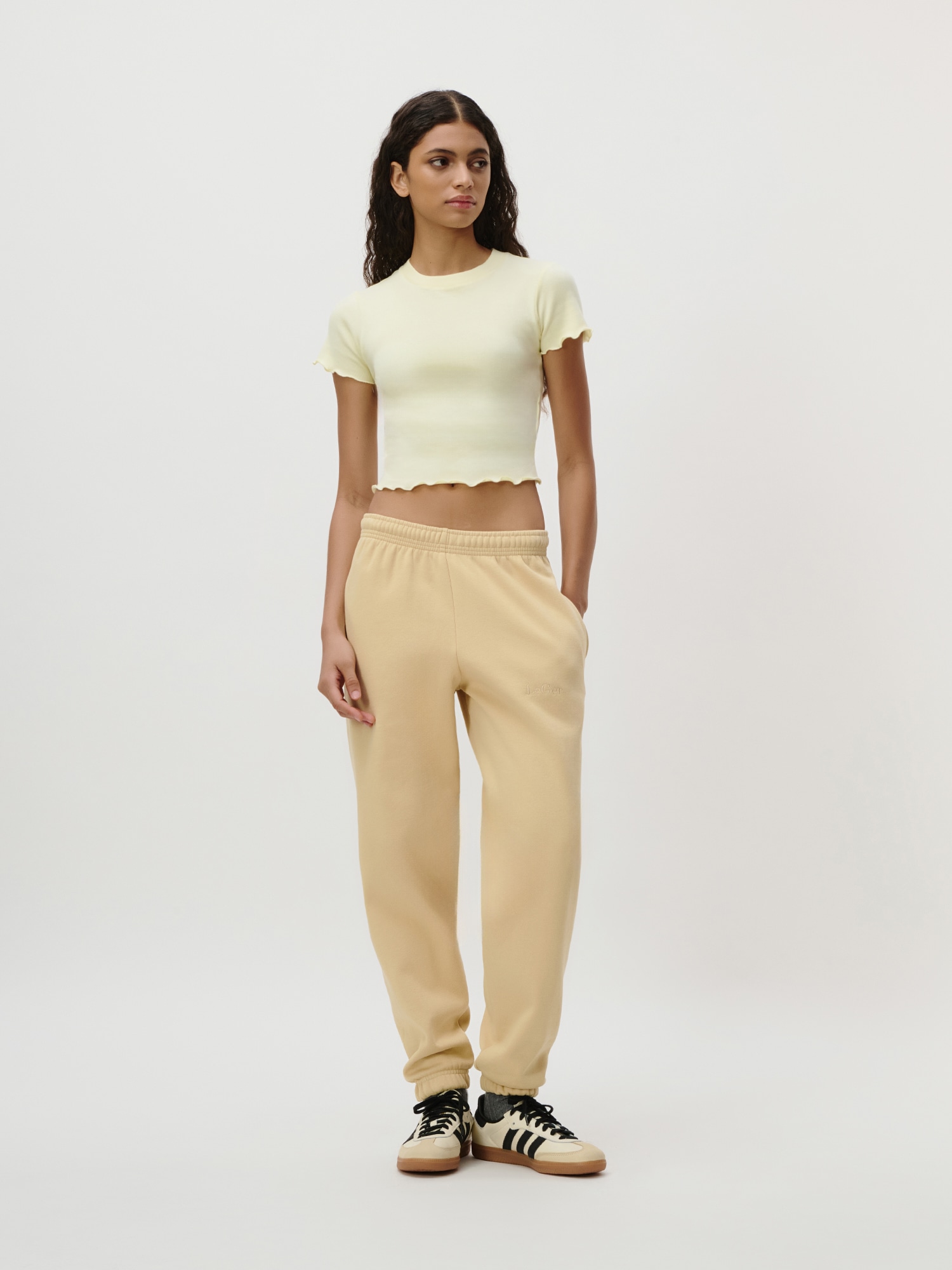 LeGer T-Shirt »Teresa, LeGer by Lena Gercke« mit Rippstruktur, kurze Form, slim fit