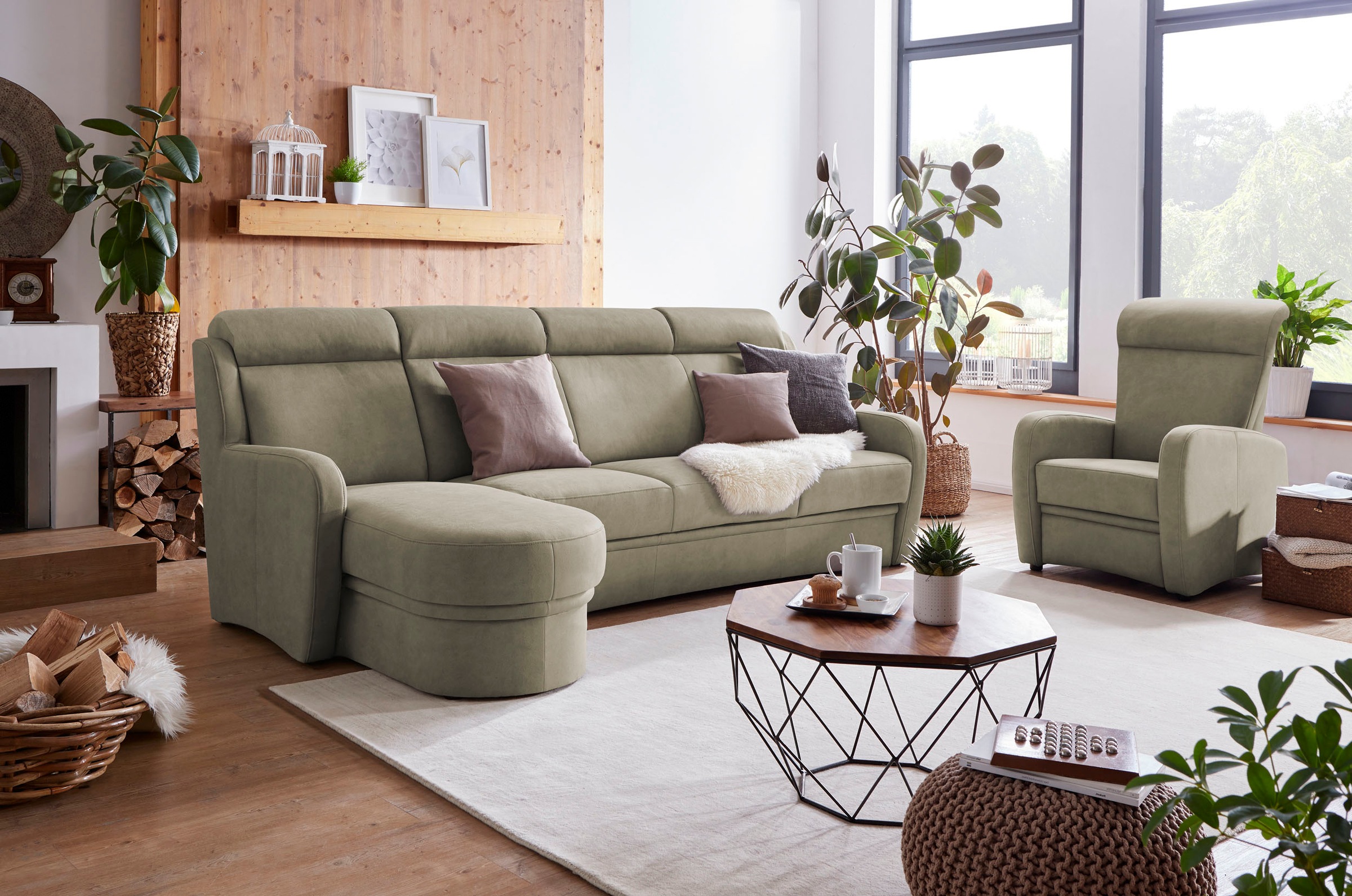 VILLA BECK Ecksofa Varese L-Form, 2 Teile, Kopfteilverstellung, wahlweise m günstig online kaufen