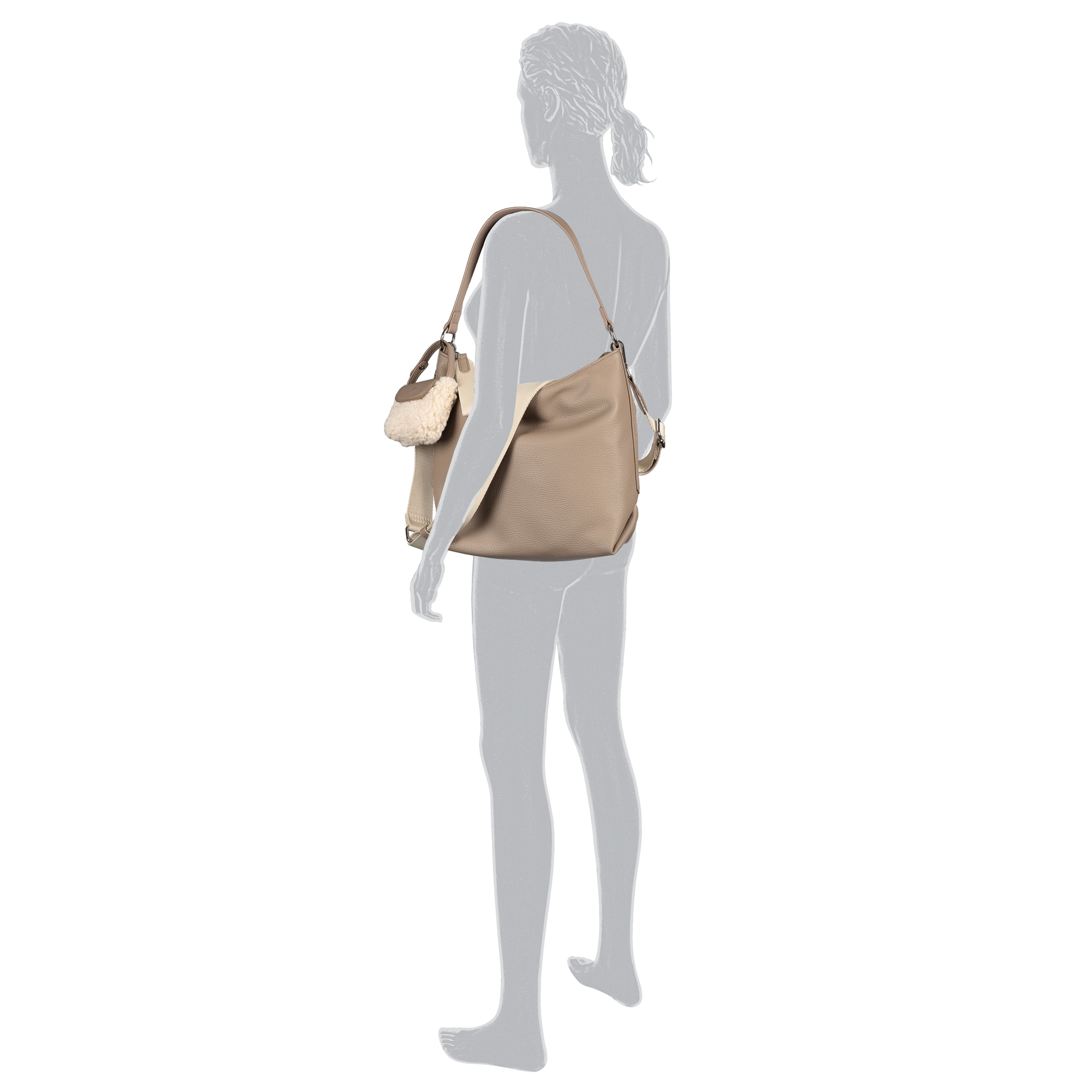 TOM TAILOR Hobo »Fania« Damen Schultertasche, mit Fellimitat-Anhänger