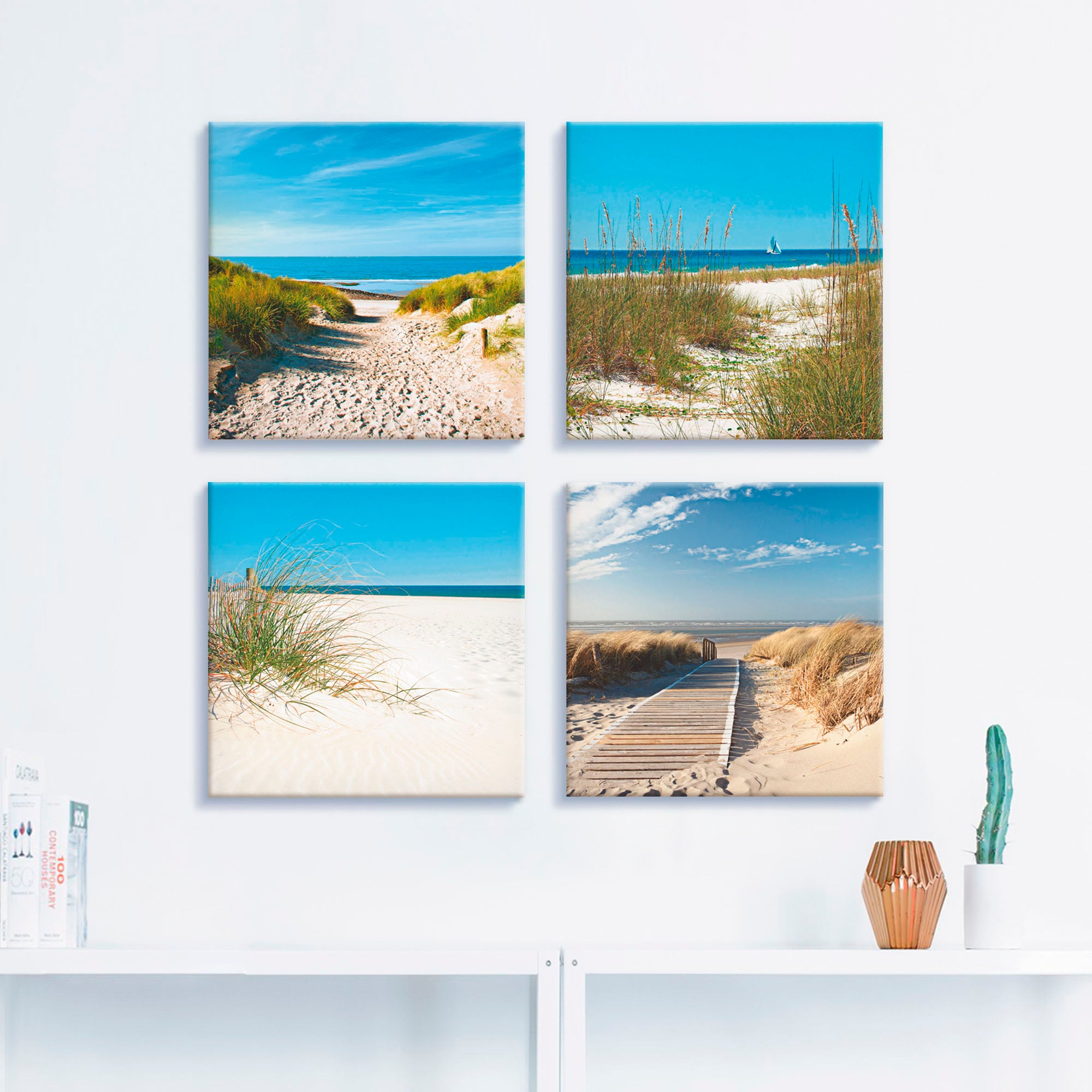 Artland Leinwandbild »Strand und Sanddünen«, Strand, (4 St.), 4er Set, vers günstig online kaufen