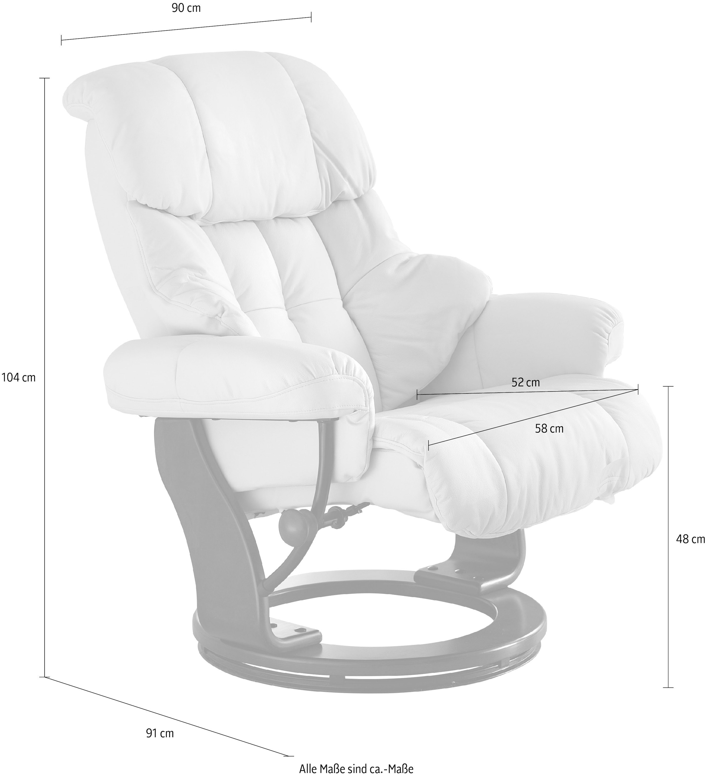MCA furniture Relaxsessel »Calgary«, Fernsehsessel 360°drehbar inkl. Hocker mit Lederbezug