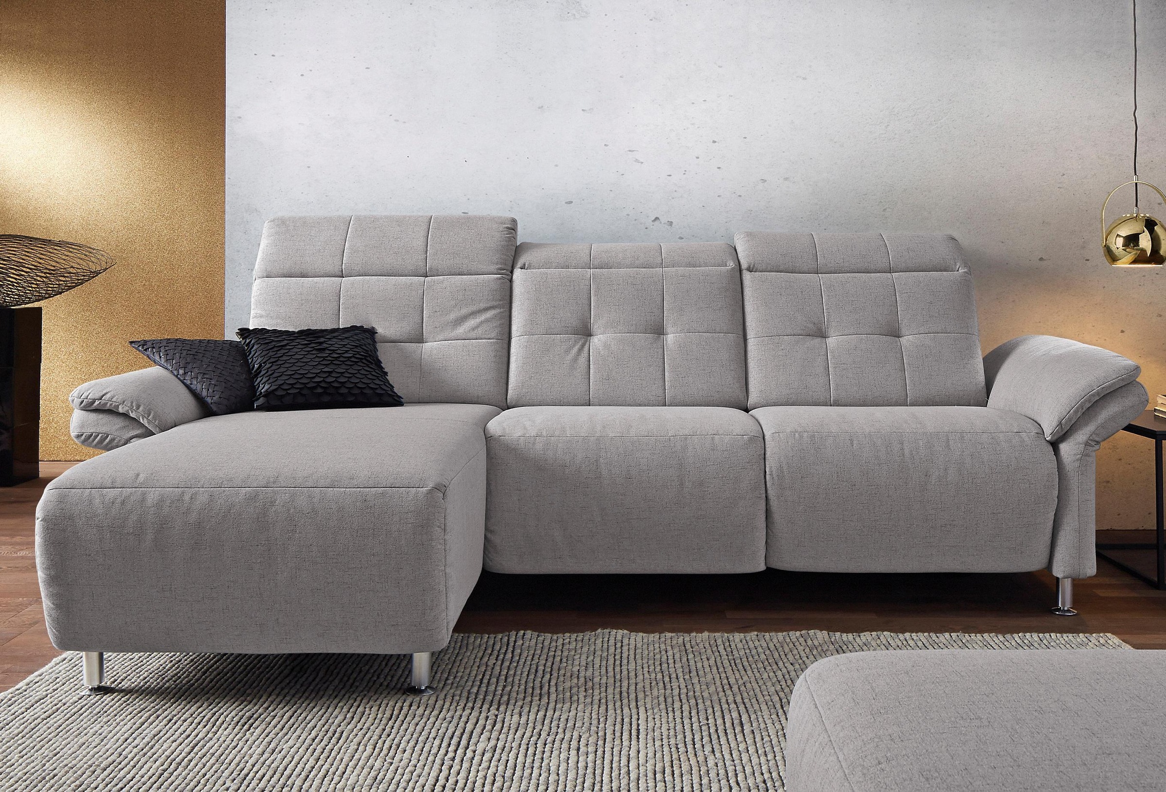 Places of Style Ecksofa »Manhattan L-Form«, 2 Sitze mit elektrischer Relaxfunktion, verstellbare Armlehnen