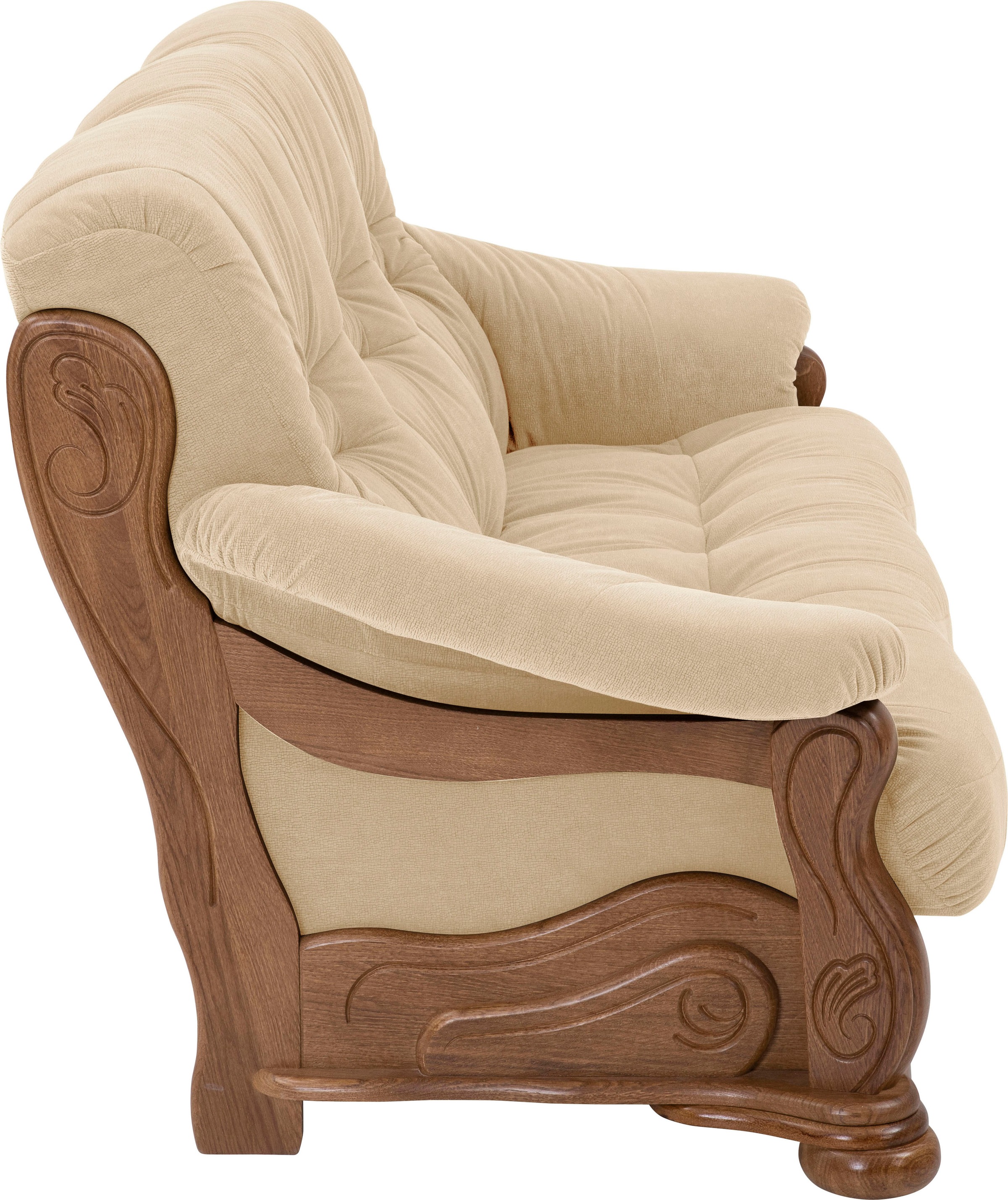 Max Winzer® 3-Sitzer »Texas mit aufwendig gefrästen Ornamenten im Eichenholzgestell«, bequemer Retro Klassiker, kompakte Stellmaße, Breite 202 cm