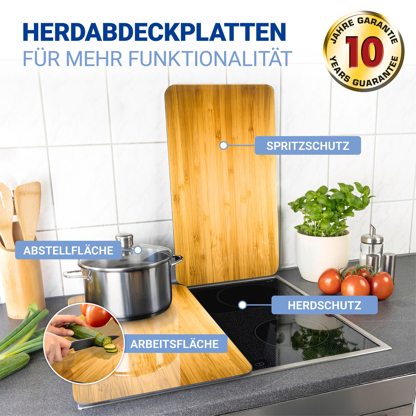WENKO Herd-Abdeckplatte »Universal Modell Holz-Optik« Herdabdeckung für all günstig online kaufen