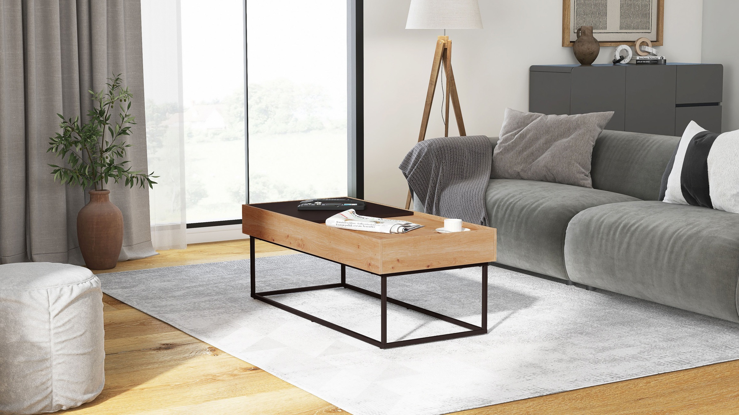 Inter Link Couchtisch »Filora« 1 Stk. tlg. Industrial Style, Stauraum, BxTxH: ca. 110 x 50 x 40 cm