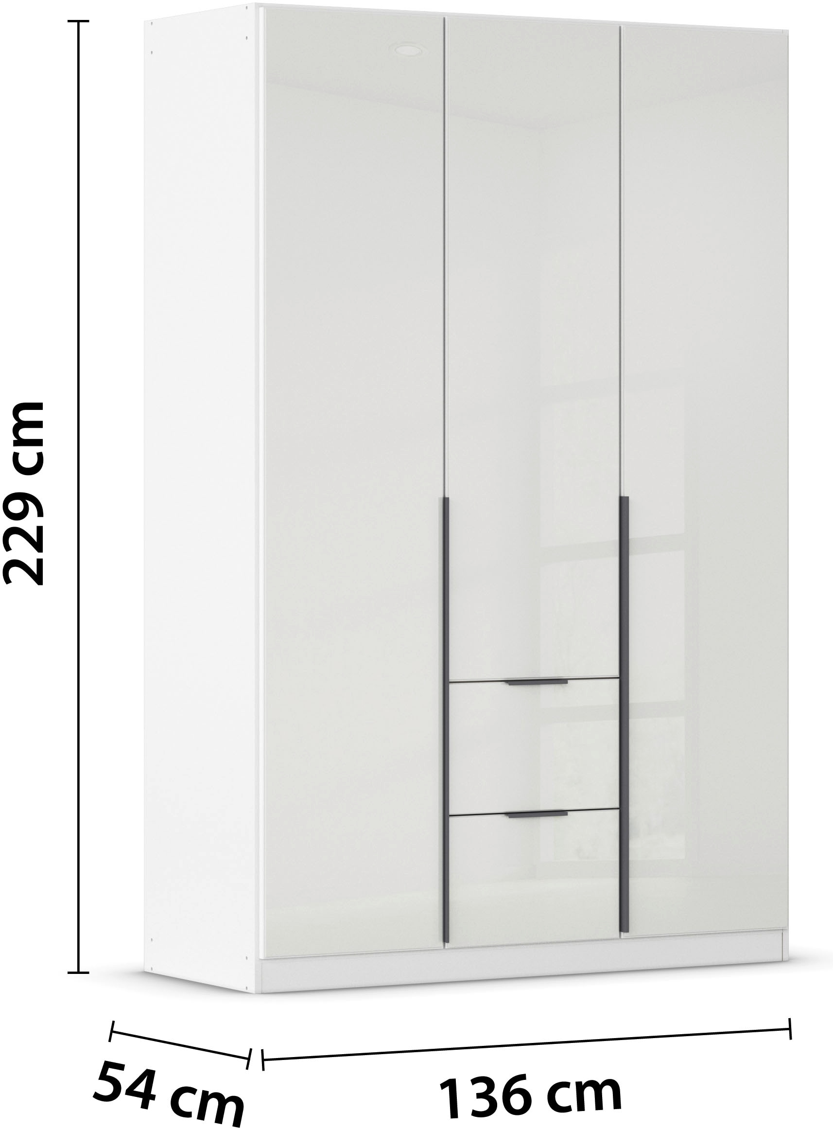 rauch Drehtürenschrank »Kleiderschrank Kleiderschränke Schrank Garderobe AGORDO mit Glasfront«, (in zwei Griff-Farben mit Glasfront), mit Außenschubkästen, in 6 Breiten und 2 Höhen MADE IN GERMANY