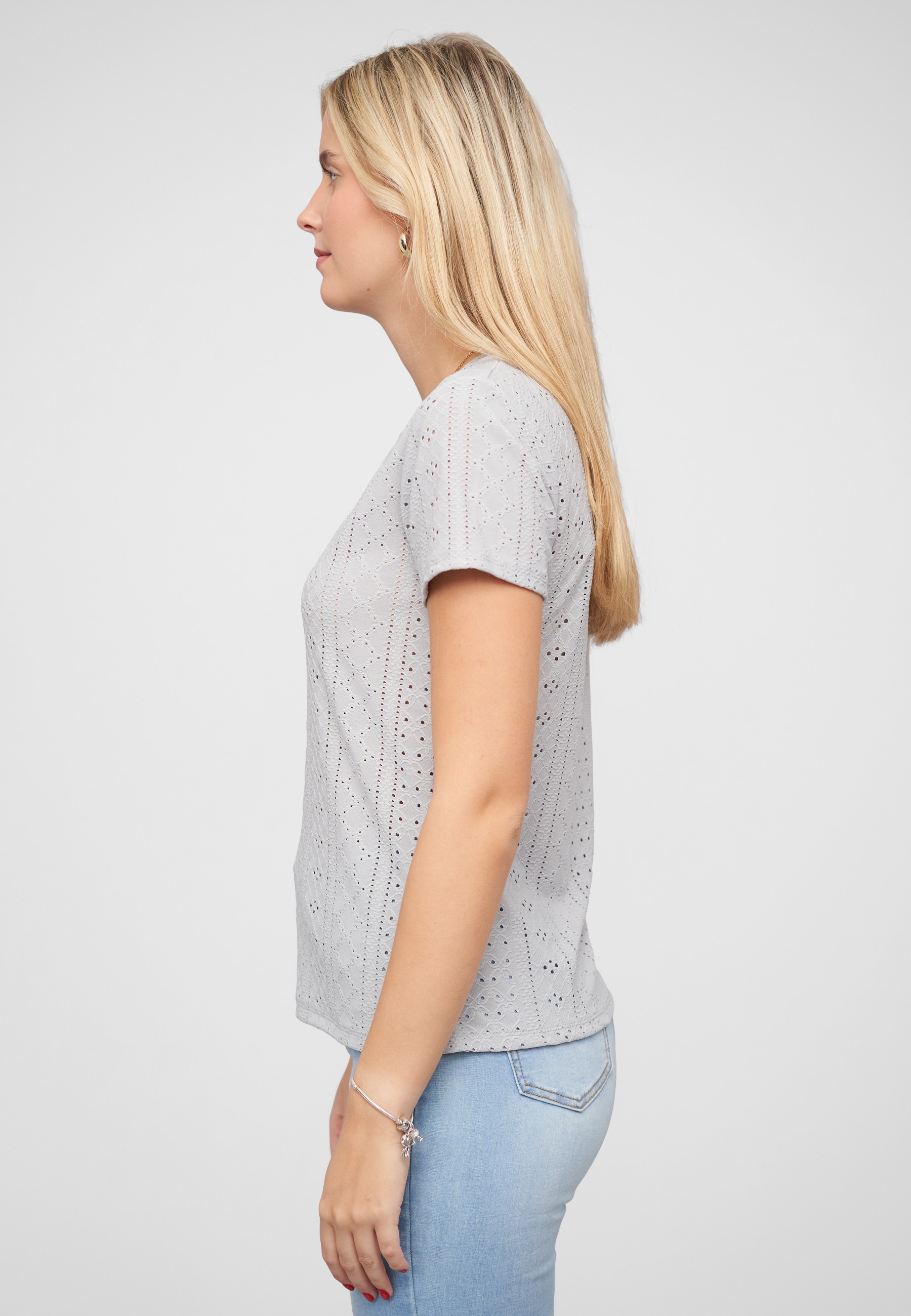 CLOUD 5IVE T-Shirt »CLOUD 5IVE T-Shirt mit Lochmuster und Rundhals« 1 Stk.