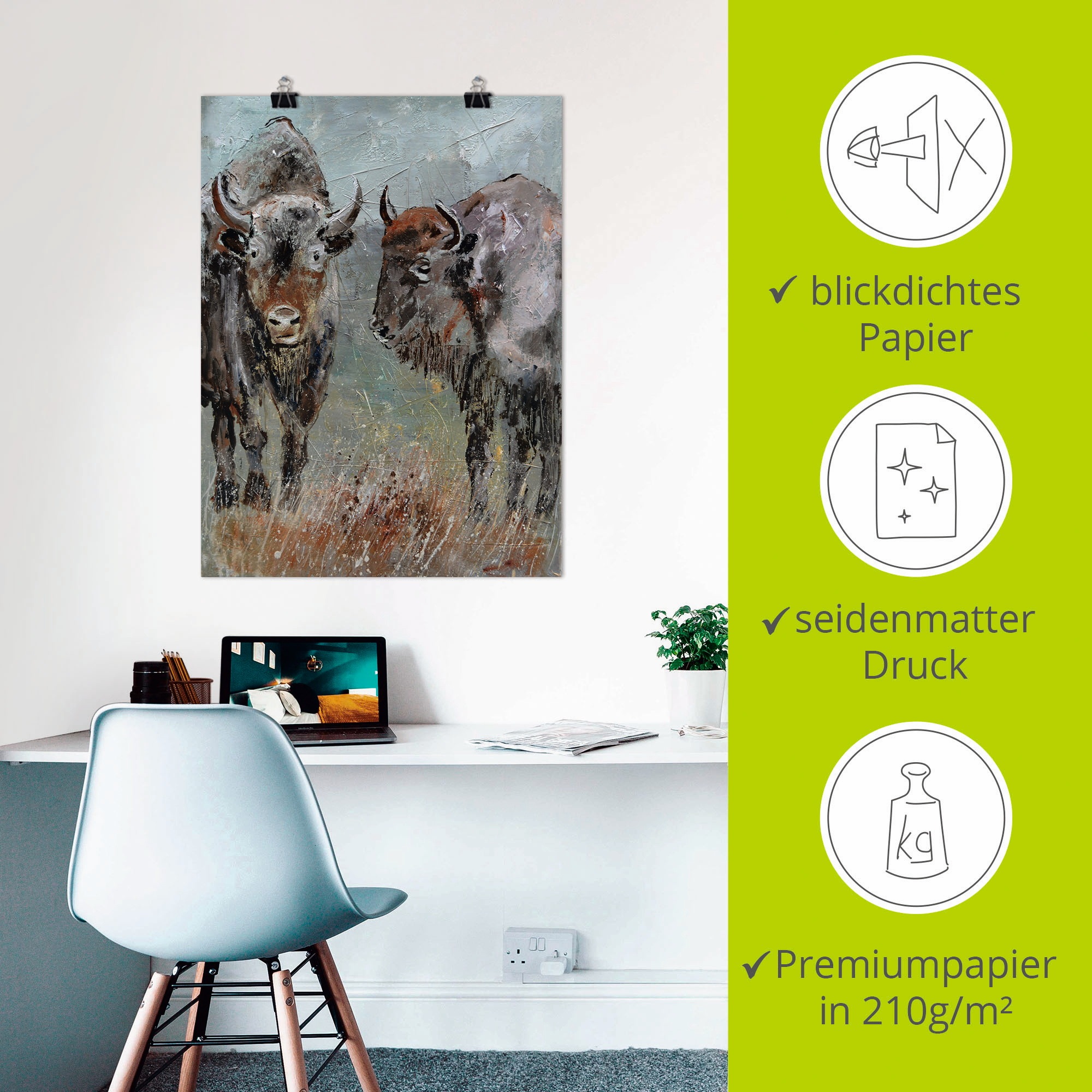 Artland Poster »Büffel«, Wildtiere, (1 St.), als Alubild, Leinwandbild, Wandaufkleber oder Poster in versch. Größen