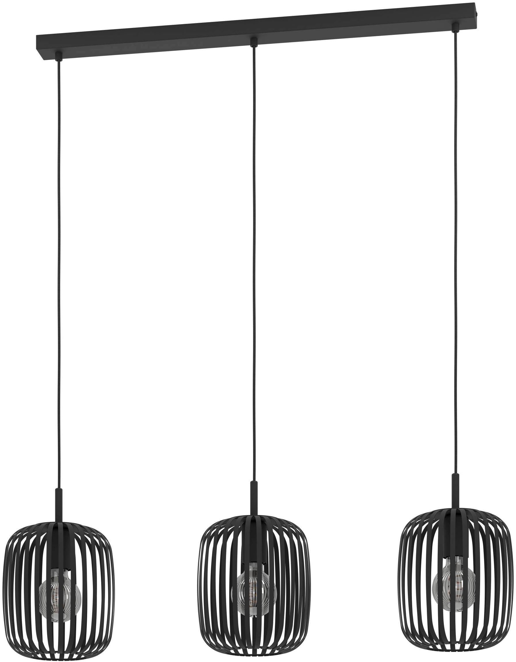 EGLO Pendelleuchte »Hängeleuchte ROMAZZINA, exkl. E27, Stahl in schwarz, Pendellampe«, 3 flammig, Leuchtmittel E27 | ohne Leuchtmittel, Esszimmerlampe, 90x20x110cm, 3-flammig, modern, minimalistisch