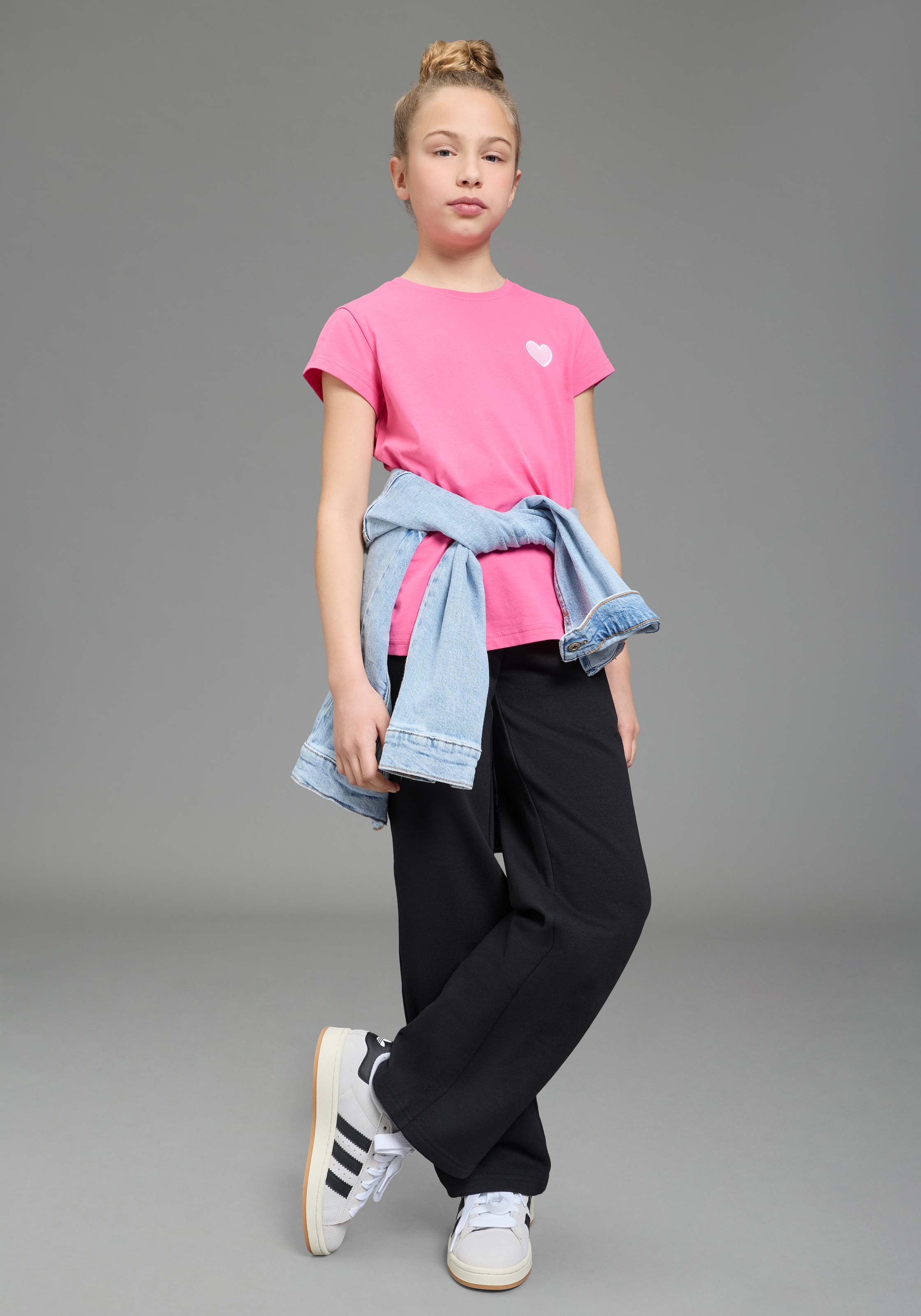 H.I.S T-Shirt »3er Pack H.I.S Shirts mit Stickerei für Mädchen« Packung, 3, 3 tlg. für Mädchen, Kurzarm, Basic Passform, aus Baumwolle