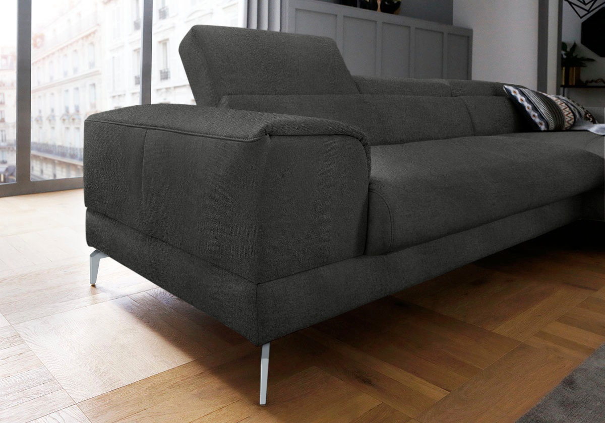 W.SCHILLIG Ecksofa »piedroo, Designsofa mit tollem Sitzkomfort, bequem und elegant, L-Form«, Kopfteilverstellung, wahlweise mit Sitztiefenverstellung, Breite 303cm