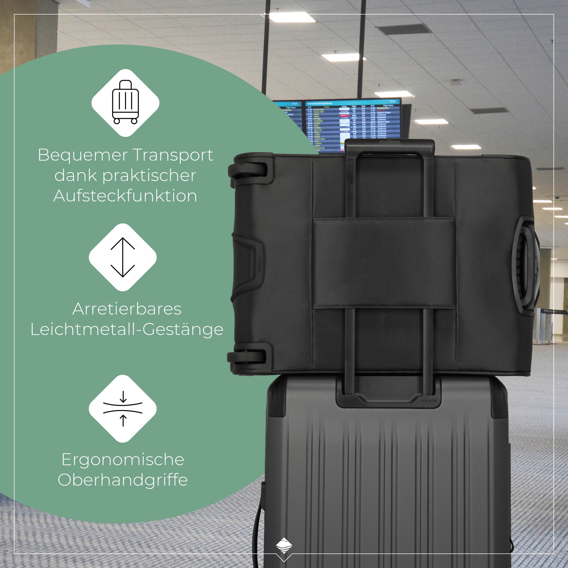 travelite Handgepäck-Trolley »JETPACK Multi Light 2 Cabin, konzipiert für Condor & Ryanair« 41 l 4 Rollen Weichgepäck-Koffer Handgepäck für die meisten gängigen Airlines
