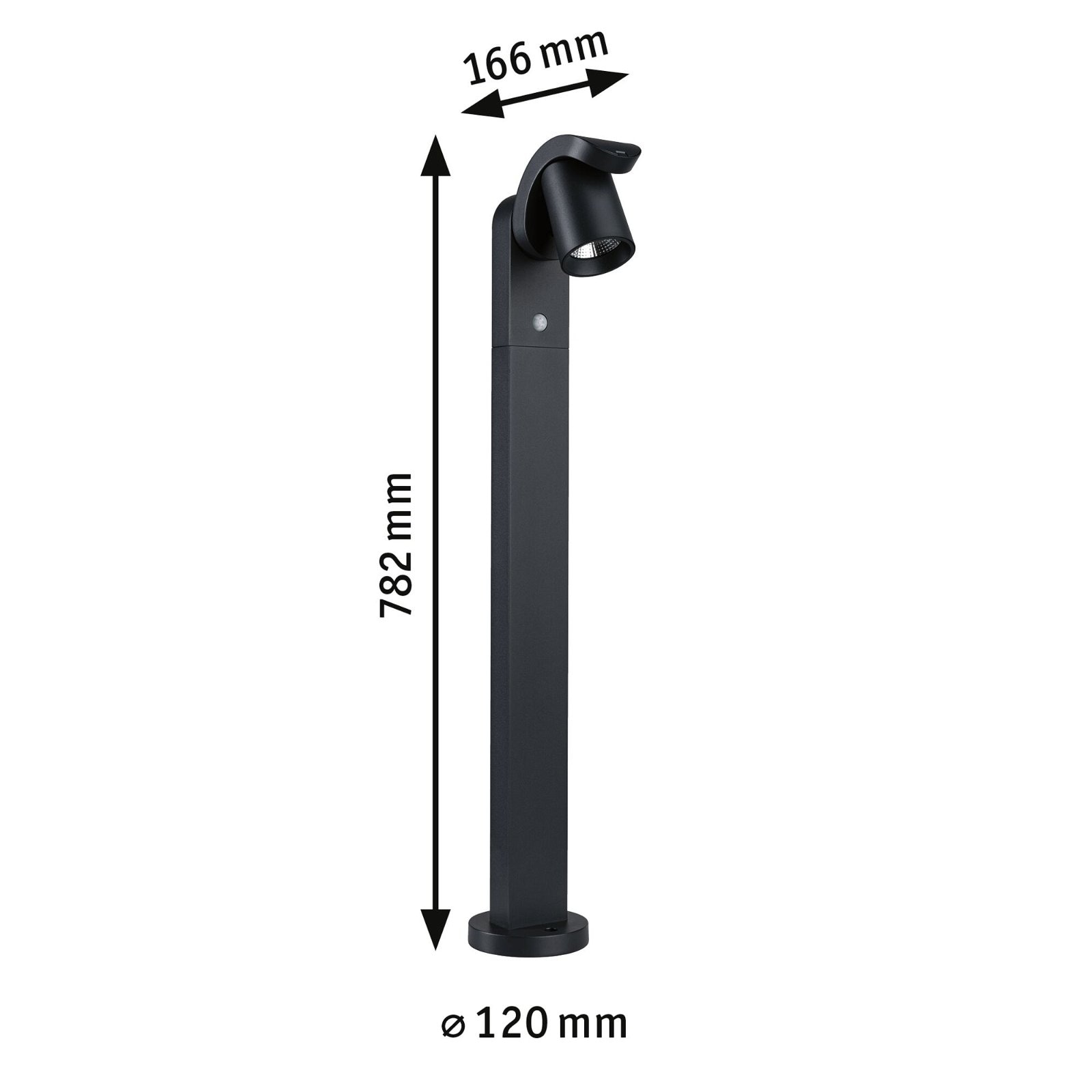 Paulmann LED Pollerleuchte »Cuff IP44 782mm 3000K 10W 700lm 230V 70° Aluminium«, 1 flammig, Bewegungsmelder