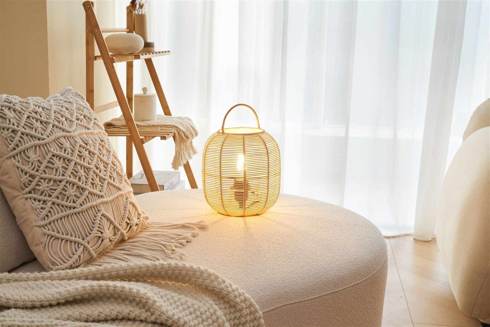 Pauleen Tischleuchte »Boho Glow max20W Beige/Weiß 230V Metall/Rattan«, 1 fl günstig online kaufen
