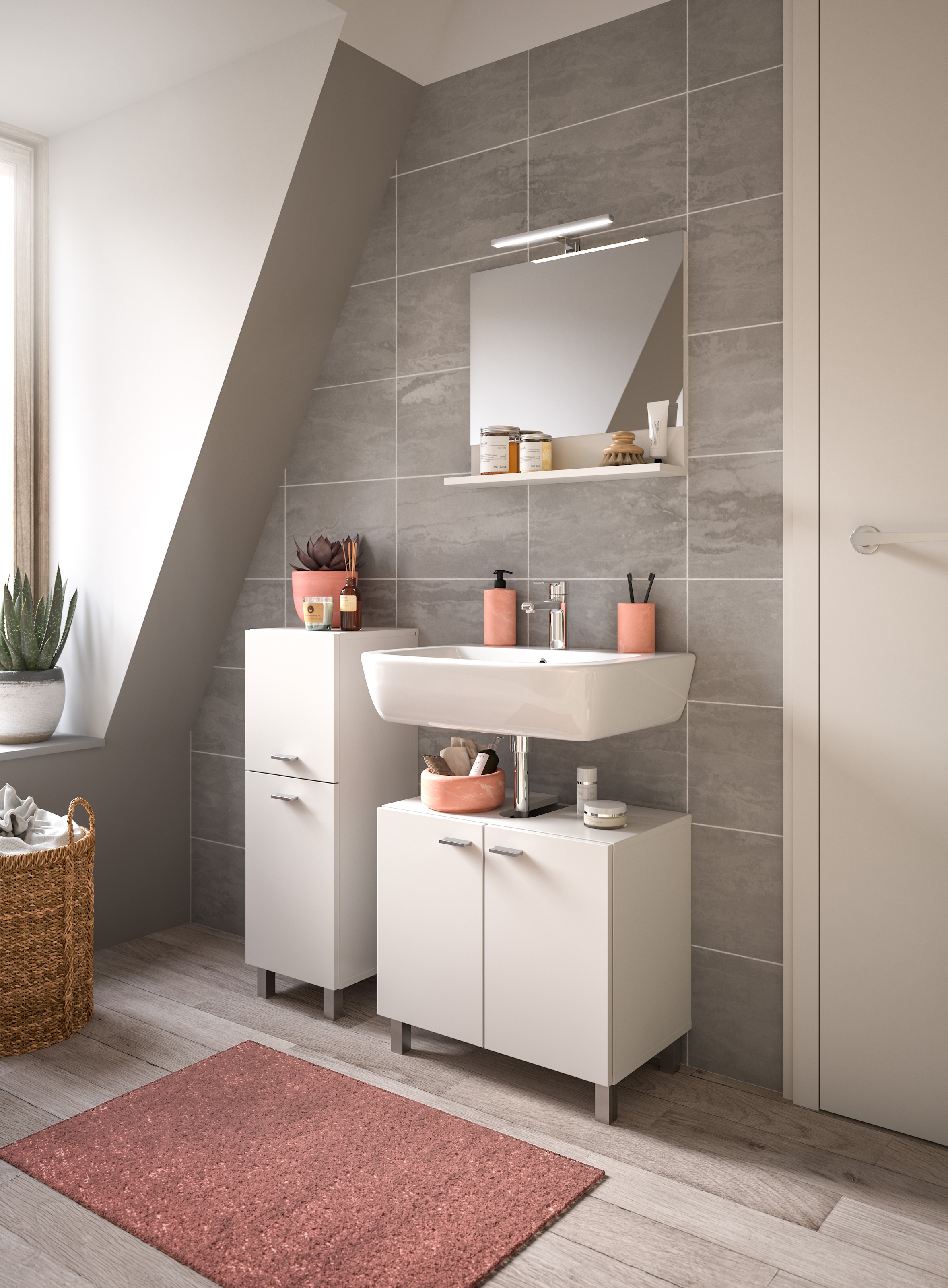 welltime Midischrank »Tampa, Höhe 80cm, hängend oder stehend montierbar«, Badschrank, Bad-Möbel, Badezimmer