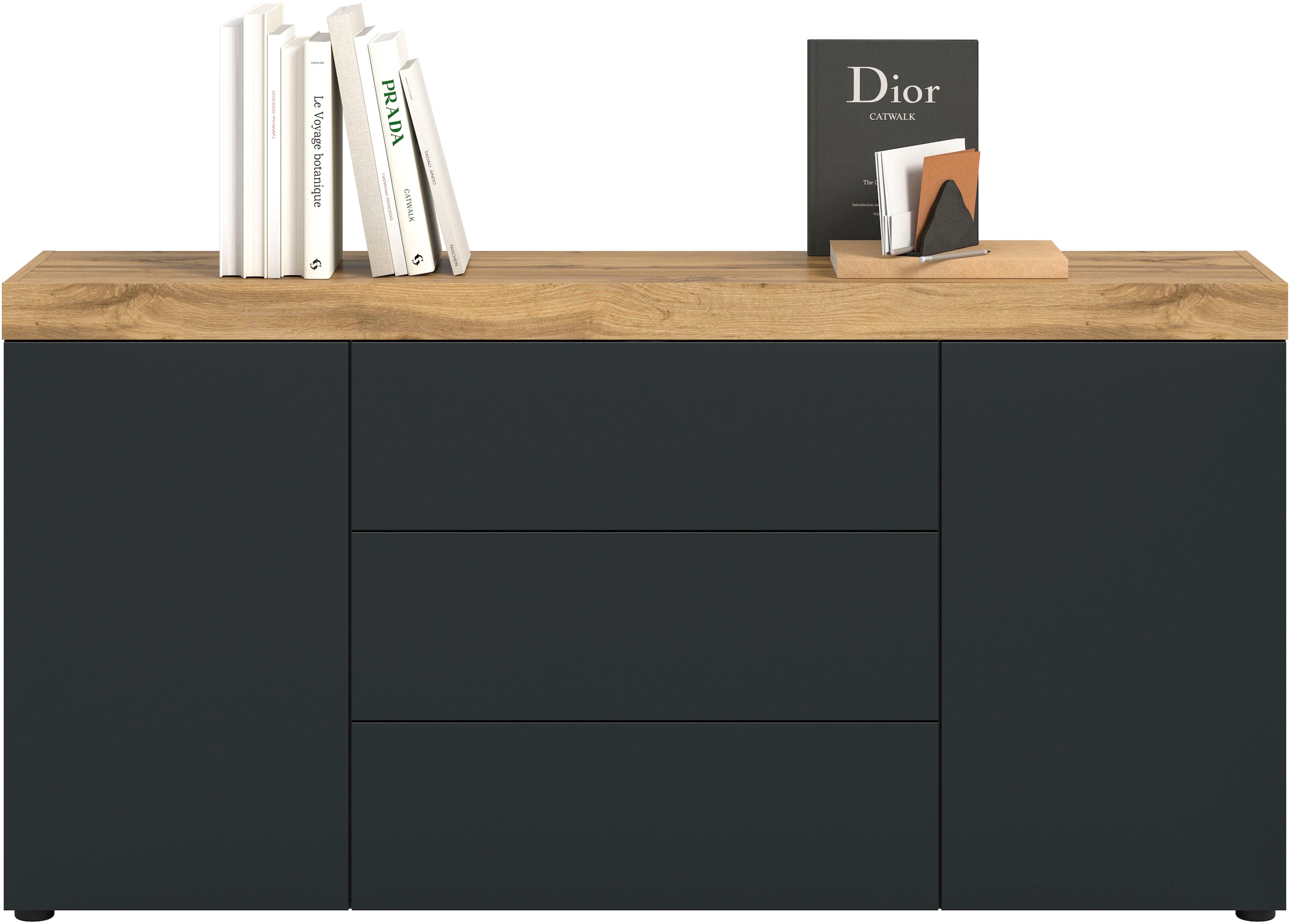 OTTO home Sideboard »MAMBO, Breite 160cm, 2 Türen, 3 Schubkästen, push-2-open« 2 farbige Ausführung, in verschiedenen Farben erhältlich, 1 Stk. tlg. Kommode, Anrichte, Wohnzimmer, Schlafzimmer